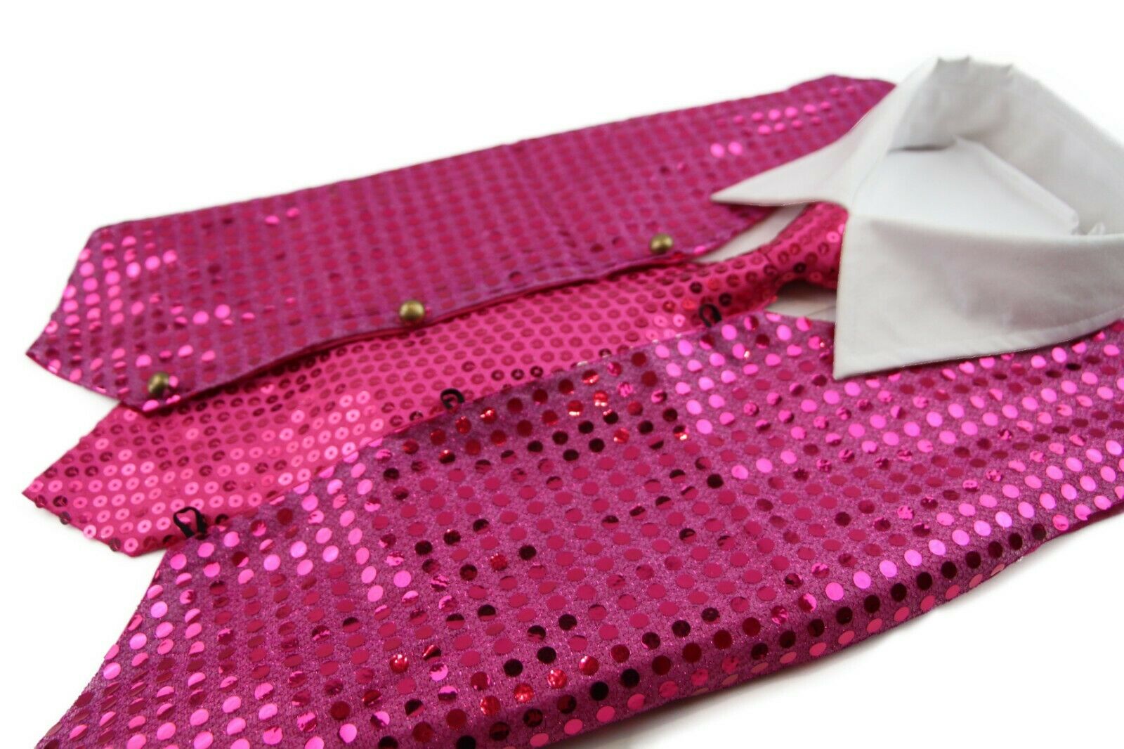 Sequin Vest Waistcoat Tie Boys Girls Dance Costume Black Gold Silver Purple Red - Picture 16 of 53