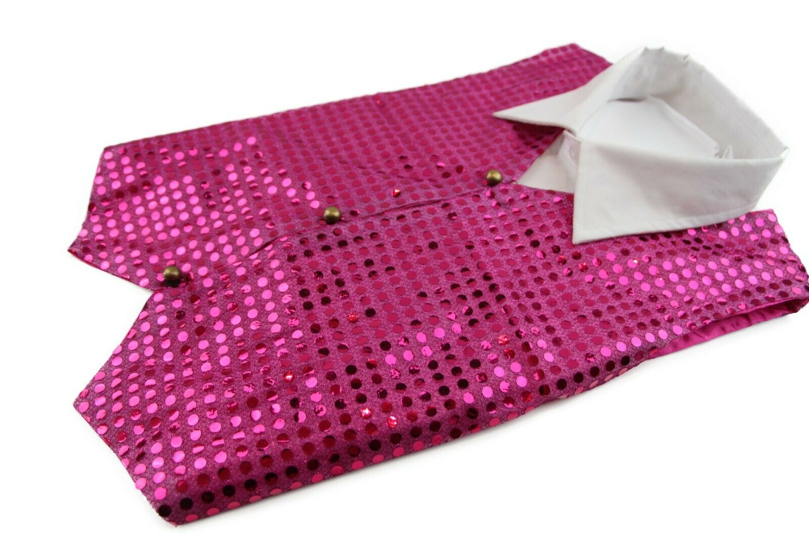 Sequin Vest Waistcoat Tie Boys Girls Dance Costume Black Gold Silver Purple Red - Picture 11 of 53