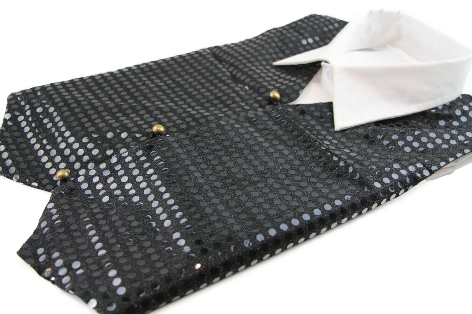Sequin Vest Waistcoat Tie Boys Girls Dance Costume Black Gold Silver Purple Red - Picture 4 of 53