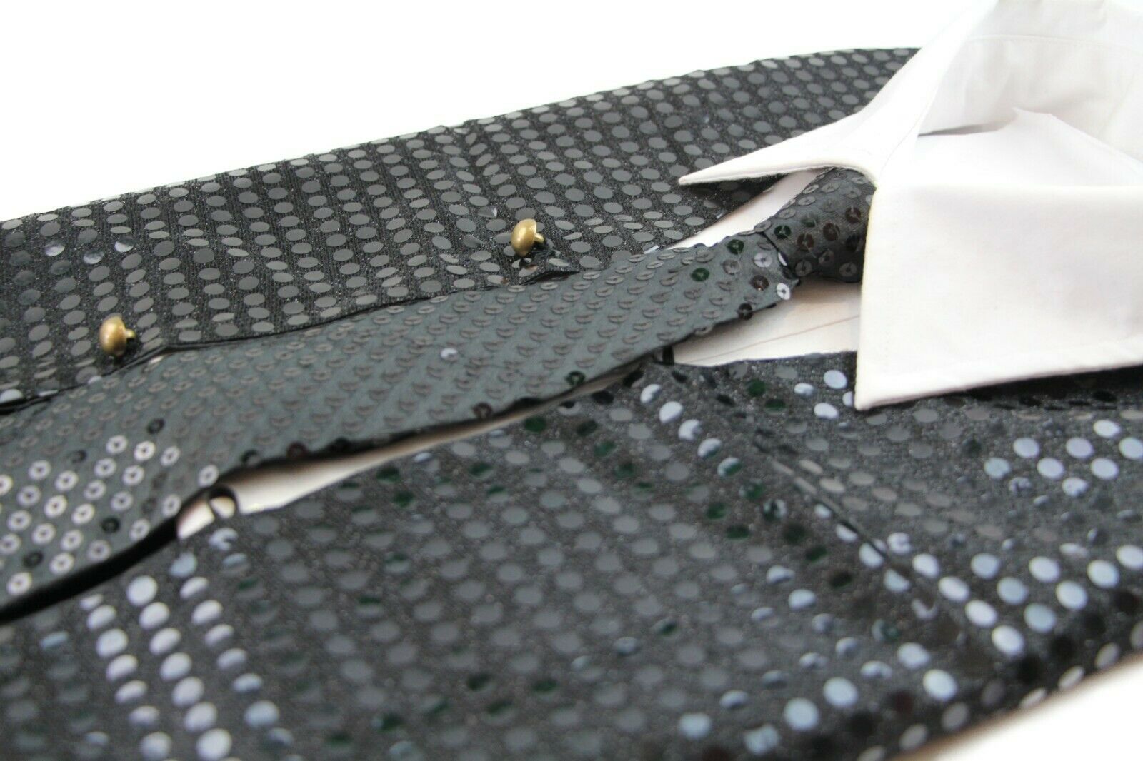 Sequin Vest Waistcoat Tie Boys Girls Dance Costume Black Gold Silver Purple Red - Picture 10 of 53