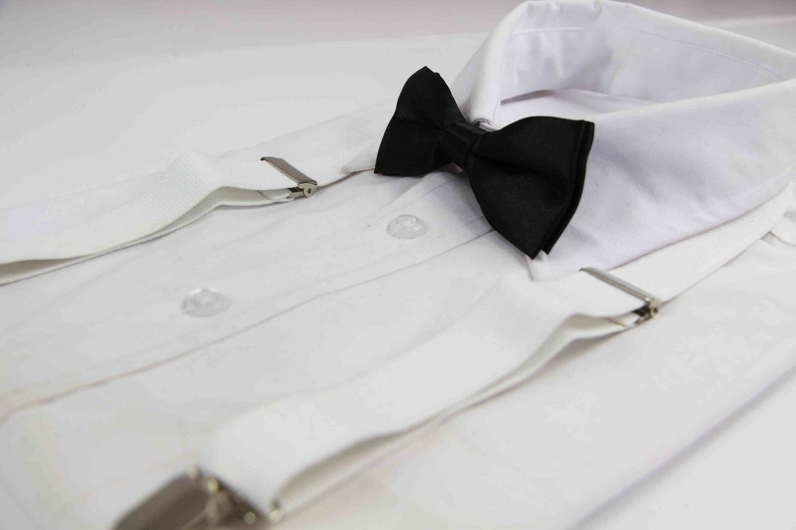 Boys Girls Kids Clip On Suspenders Adjustable + Bow Tie Bowtie Wedding Pageboy - Picture 21 of 22
