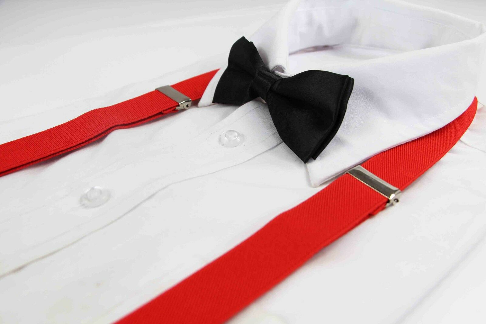 Boys Girls Kids Clip On Suspenders Adjustable + Bow Tie Bowtie Wedding Pageboy - Picture 19 of 22