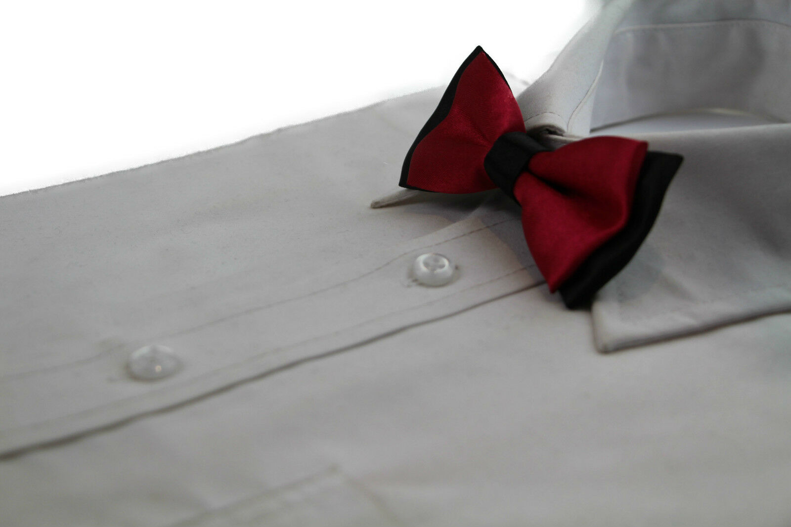 Two Tone Black Layer Boys Bow Tie Pre-Tied Suit Solid Bowtie Red Wedding Formal - Picture 32 of 115