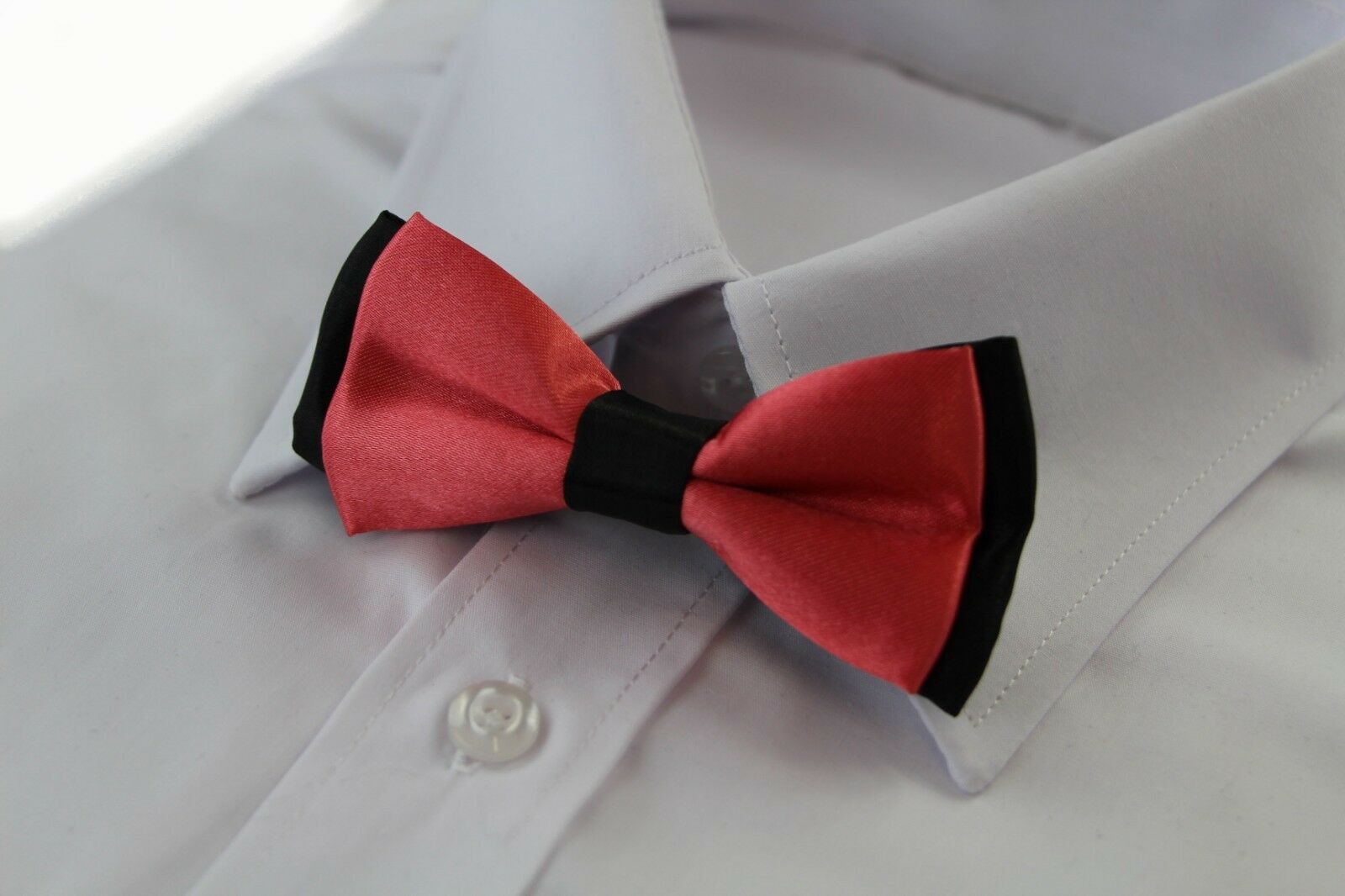 Two Tone Black Layer Boys Bow Tie Pre-Tied Suit Solid Bowtie Red Wedding Formal - Picture 107 of 115