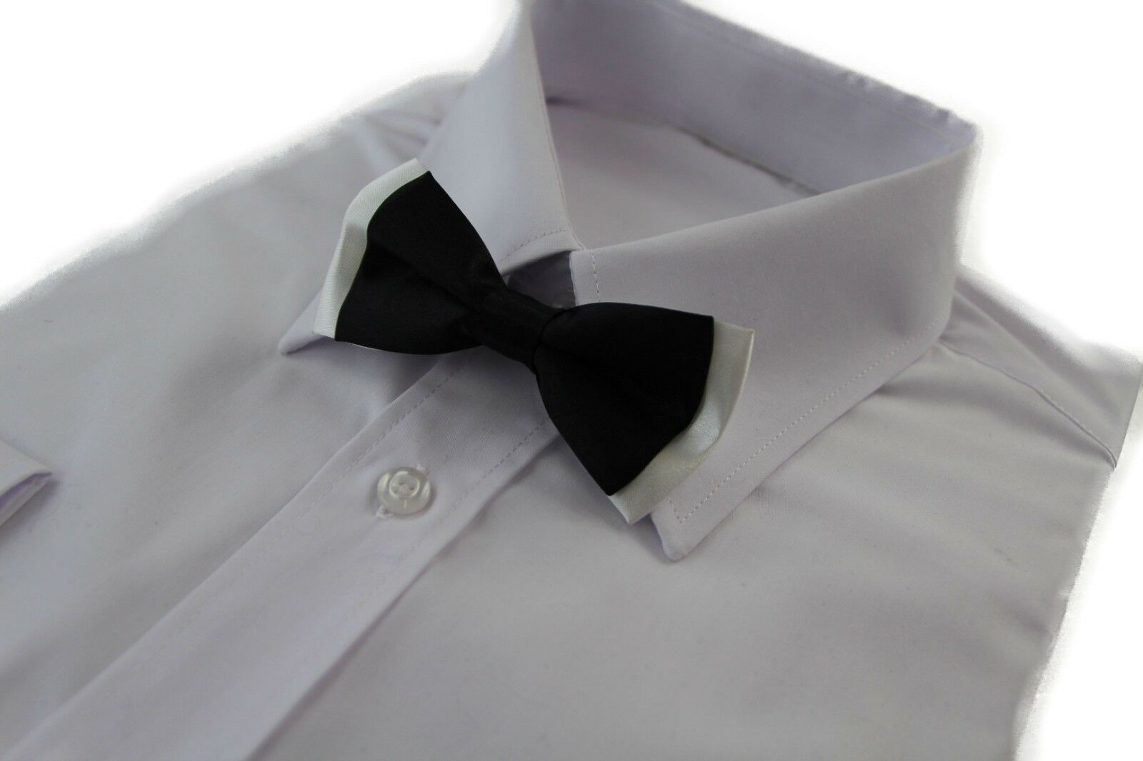 Two Tone Black Layer Boys Bow Tie Pre-Tied Suit Solid Bowtie Red Wedding Formal - Picture 8 of 115