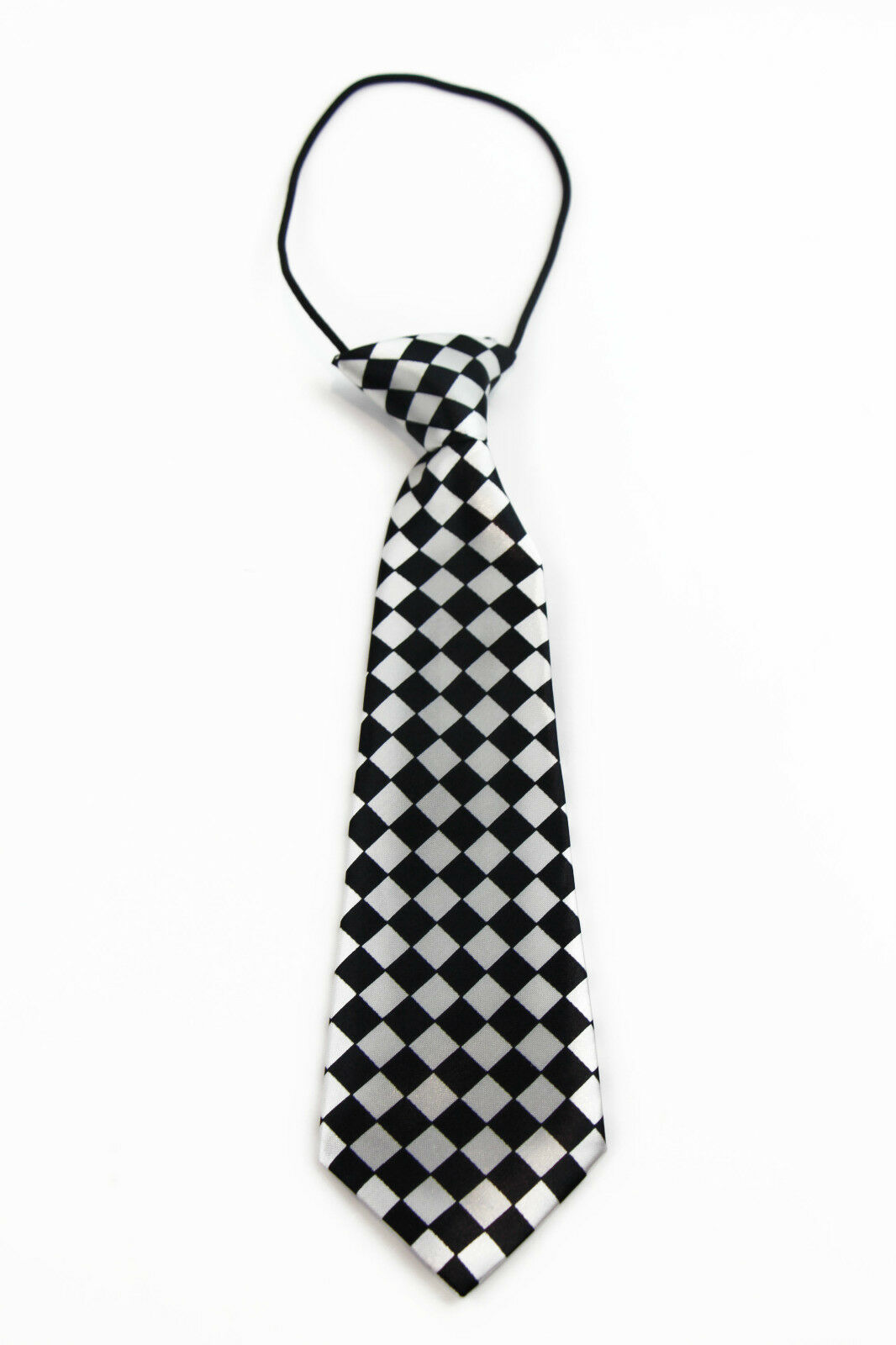 Boys Satin Necktie Elastic Kids Party Wedding School Neck Tie - Checks & Dots - Picture 16 of 19