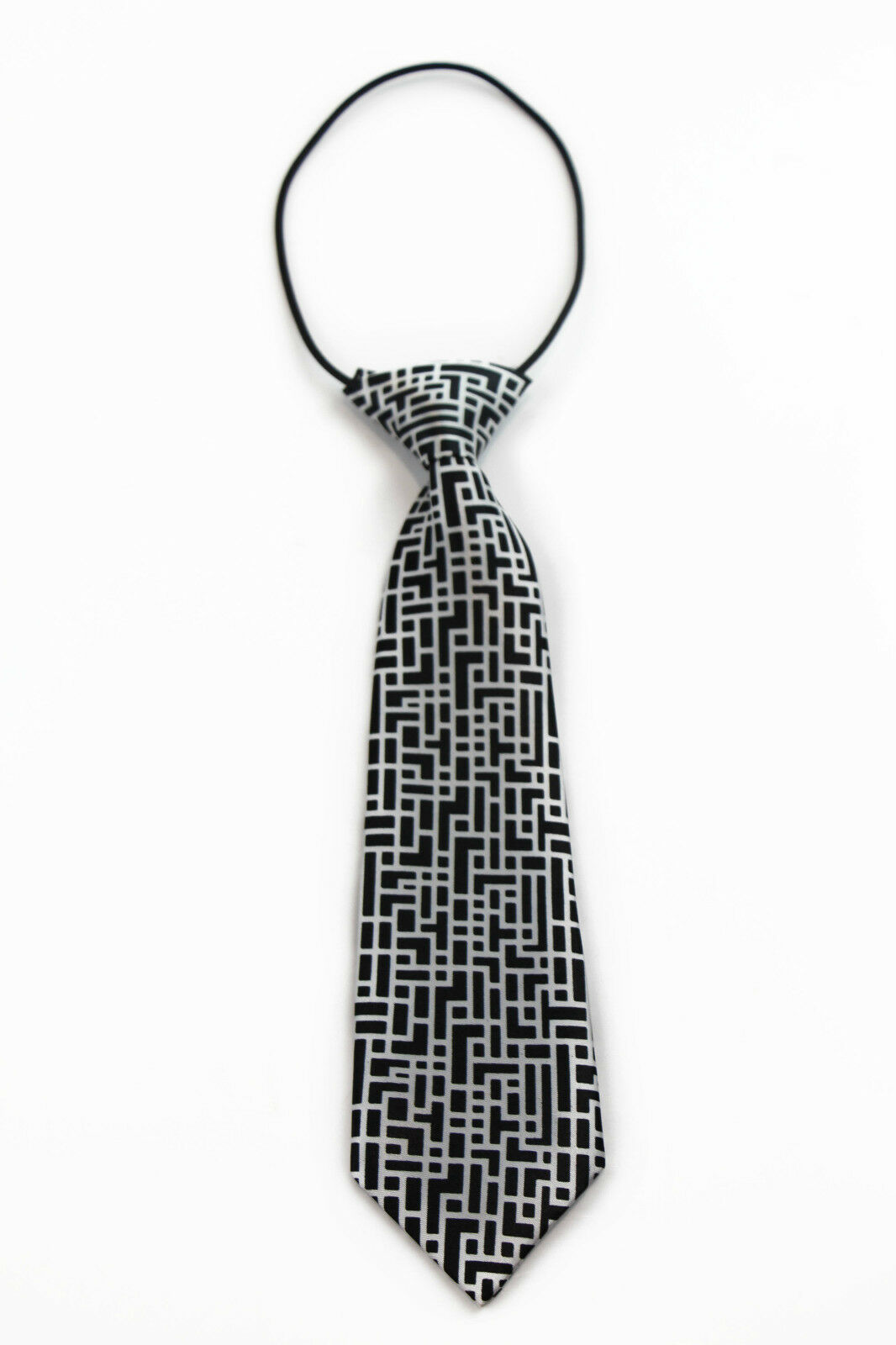 Boys Satin Necktie Elastic Kids Party Wedding School Neck Tie - Checks & Dots - Picture 8 of 19
