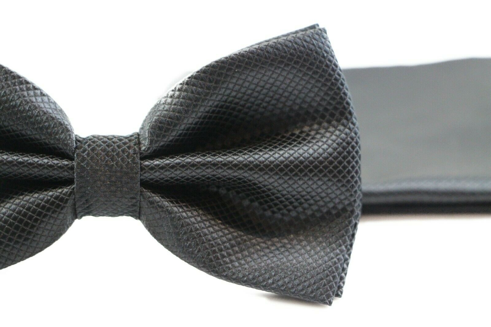 Mens 2 Pcs Combo: Checkered Bow Tie + Pocket Square Hanky Handkerchief - Picture 8 of 69