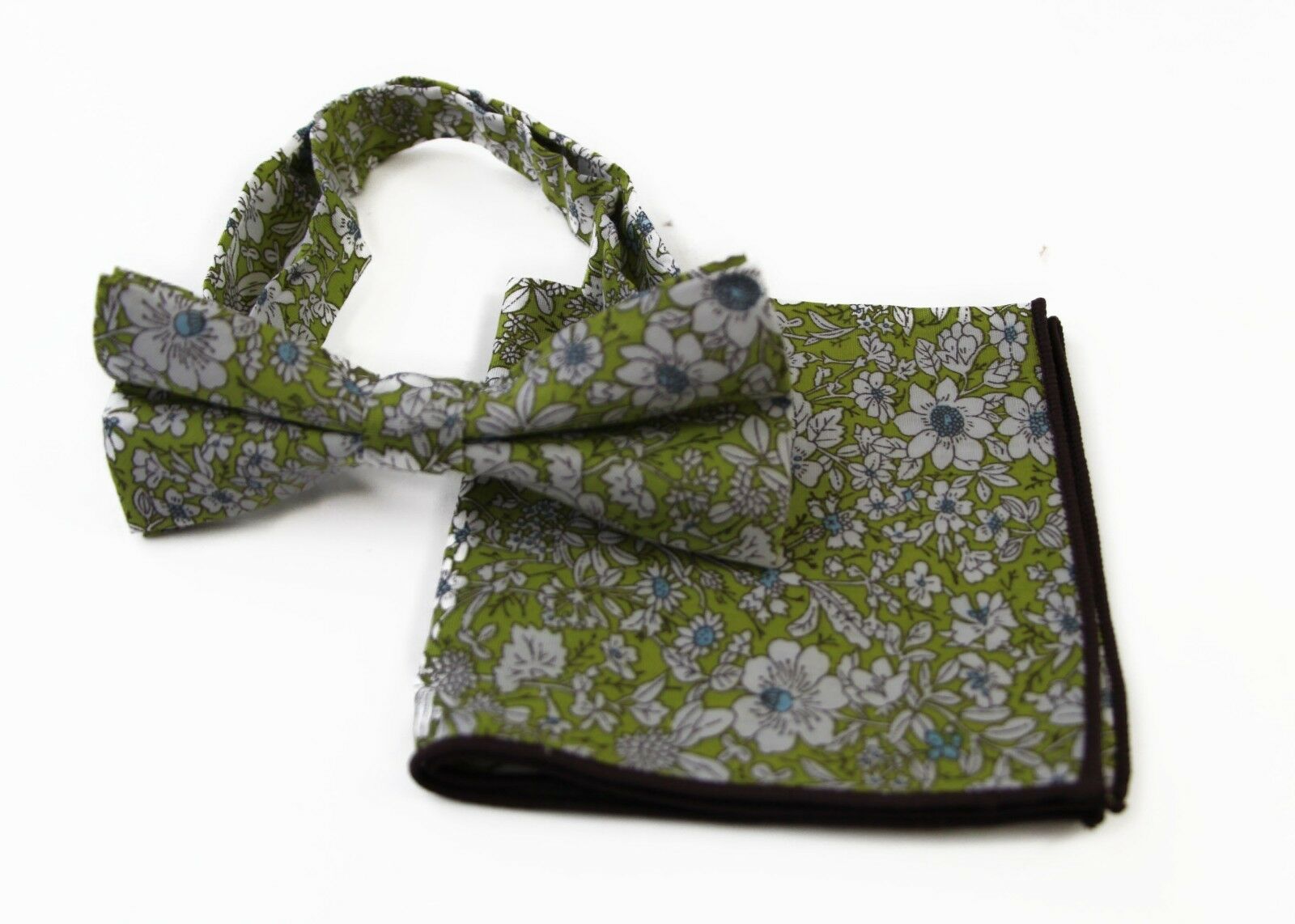 Cotton Bow Tie And Pocket Square Floral Patterned Check Fashion Races Matching - Picture 35 of 116