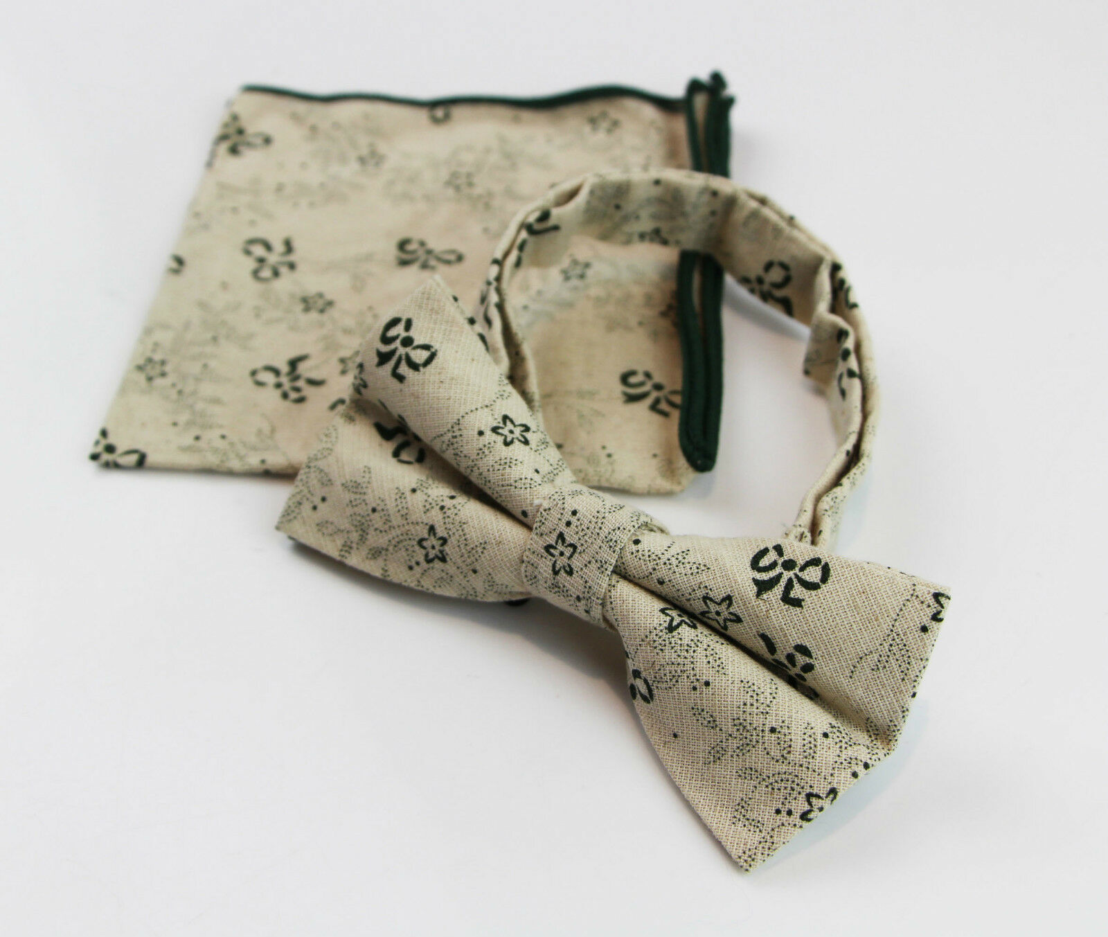 Cotton Bow Tie And Pocket Square Floral Patterned Check Fashion Races Matching - Picture 25 of 116