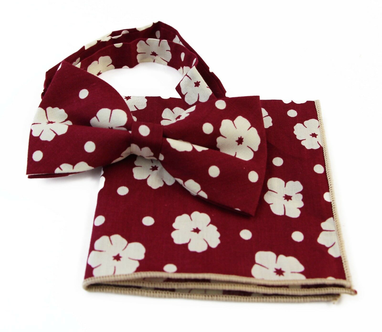 Cotton Bow Tie And Pocket Square Floral Patterned Check Fashion Races Matching - Picture 43 of 116