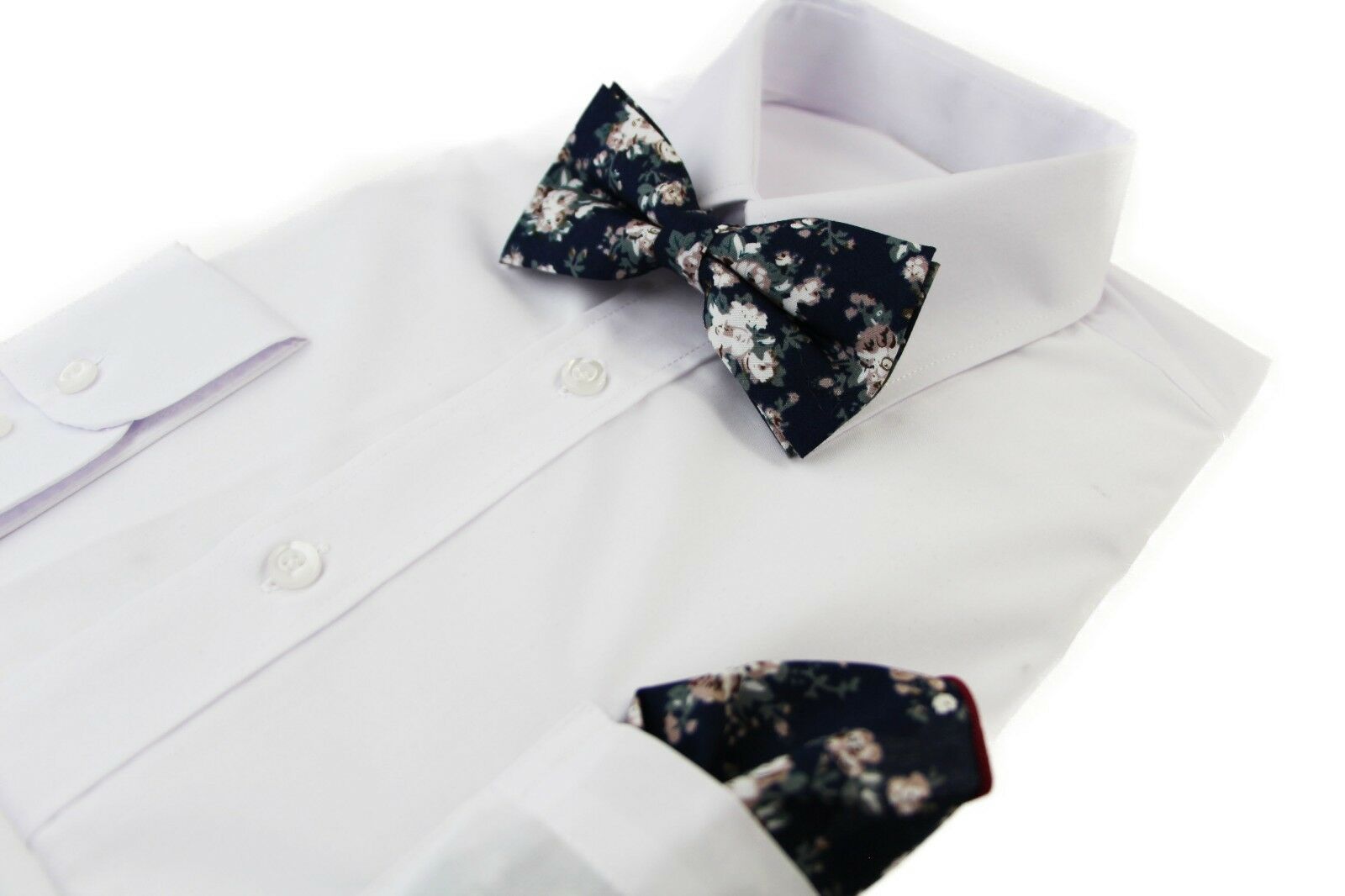 Cotton Bow Tie And Pocket Square Floral Patterned Check Fashion Races Matching - Picture 62 of 116