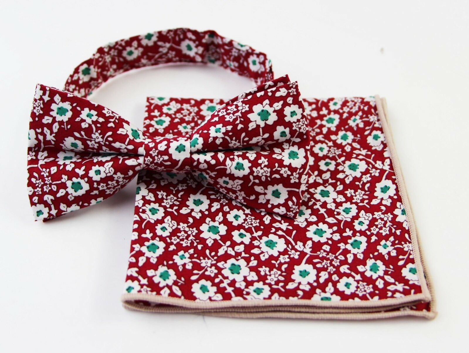 Cotton Bow Tie And Pocket Square Floral Patterned Check Fashion Races Matching - Picture 110 of 116