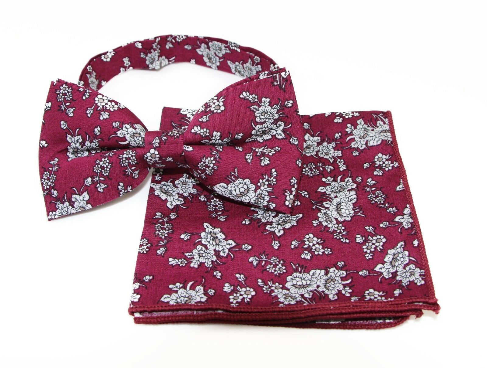 Cotton Bow Tie And Pocket Square Floral Patterned Check Fashion Races Matching - Picture 47 of 116