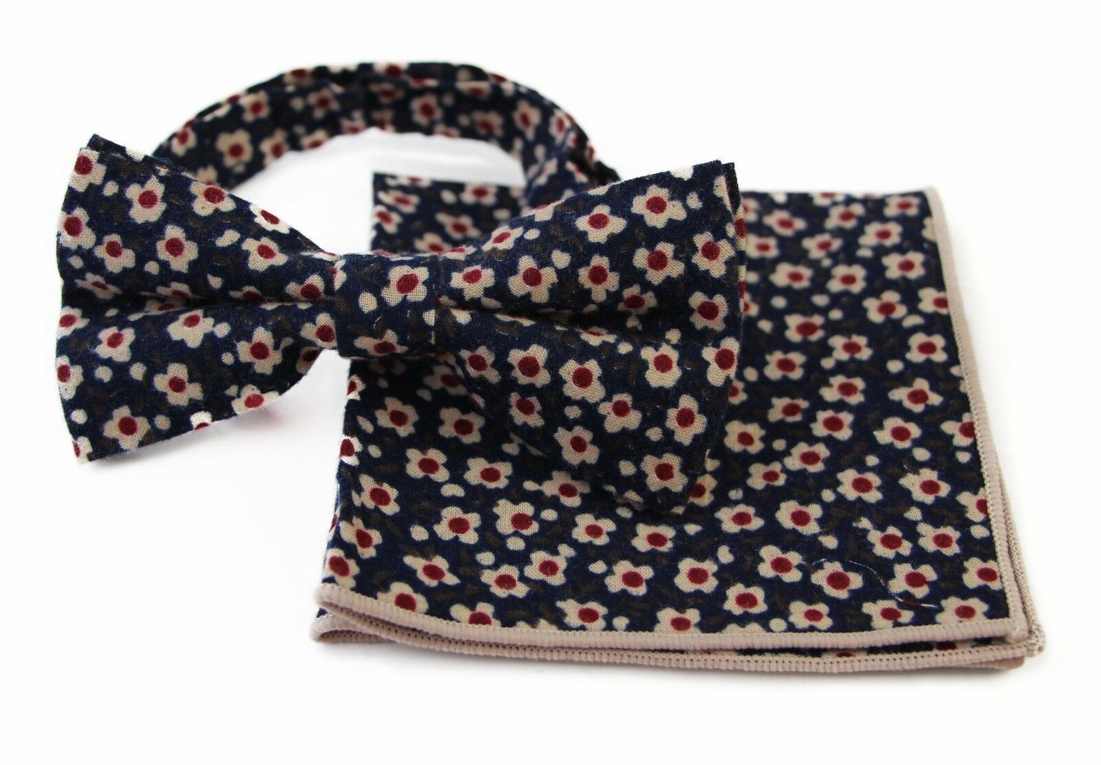 Cotton Bow Tie And Pocket Square Floral Patterned Check Fashion Races Matching - Picture 59 of 116