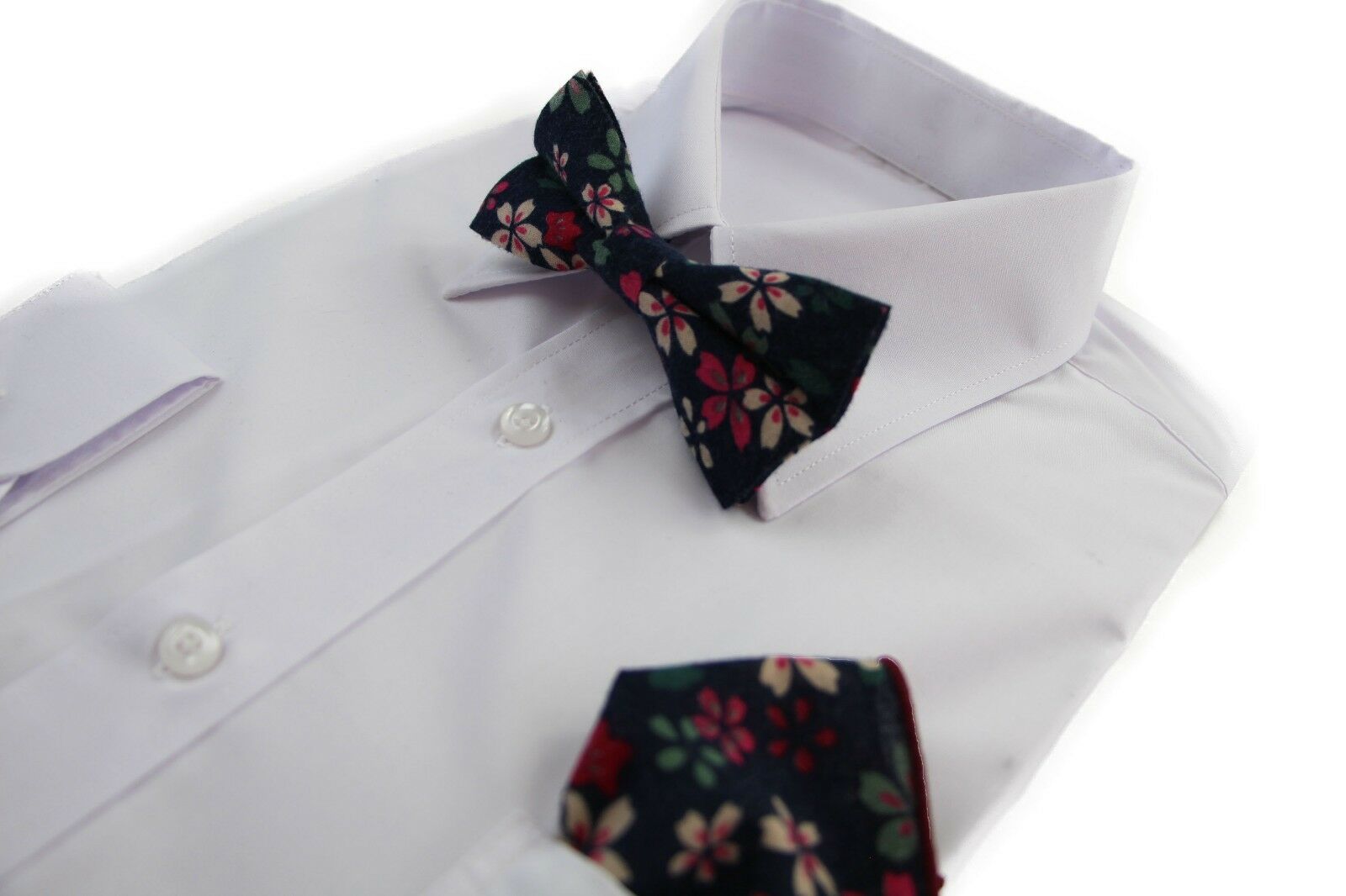 Cotton Bow Tie And Pocket Square Floral Patterned Check Fashion Races Matching - Picture 66 of 116