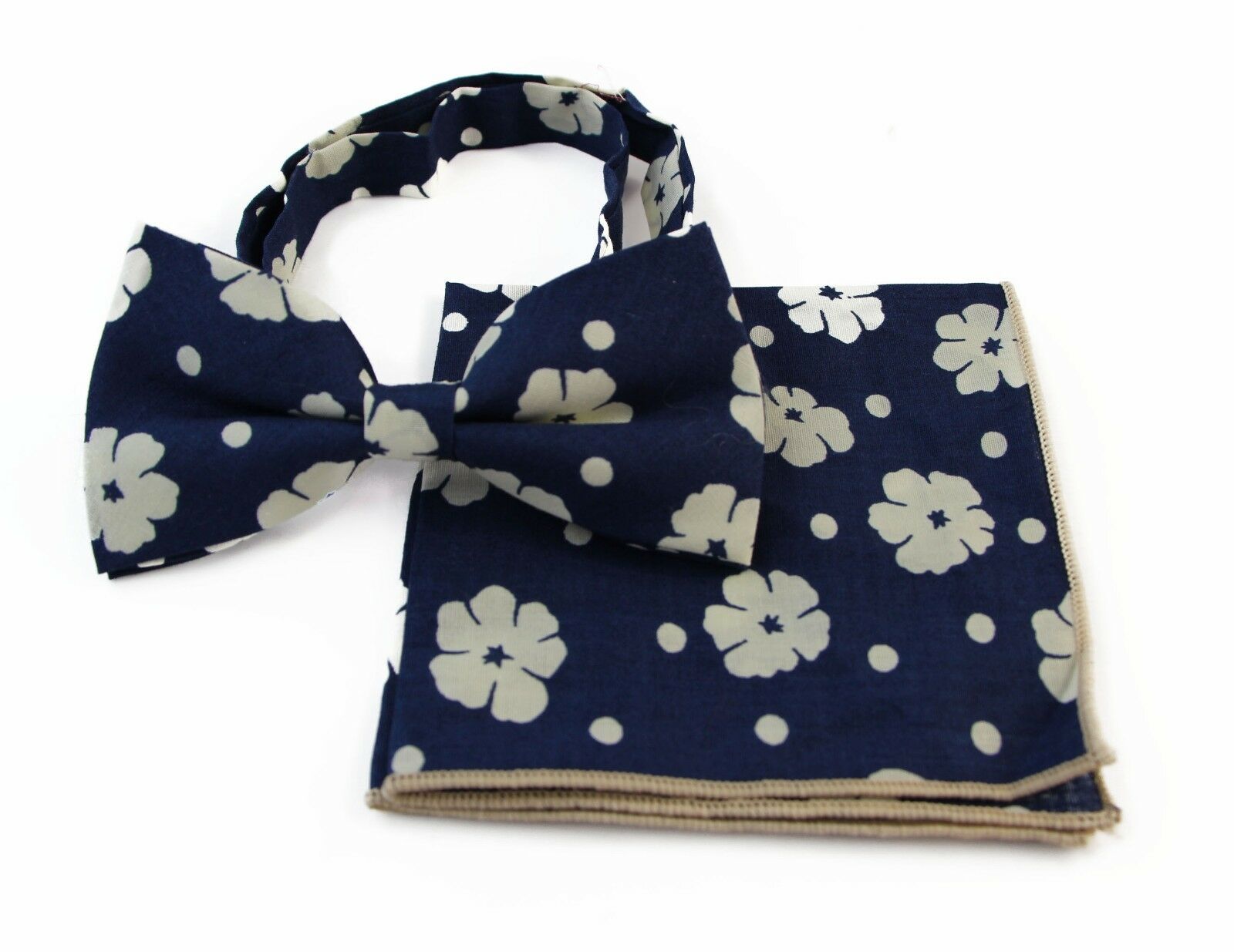 Cotton Bow Tie And Pocket Square Floral Patterned Check Fashion Races Matching - Picture 55 of 116