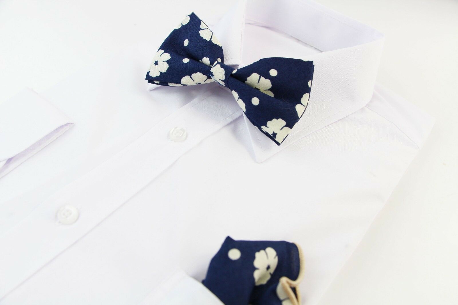 Cotton Bow Tie And Pocket Square Floral Patterned Check Fashion Races Matching - Picture 54 of 116