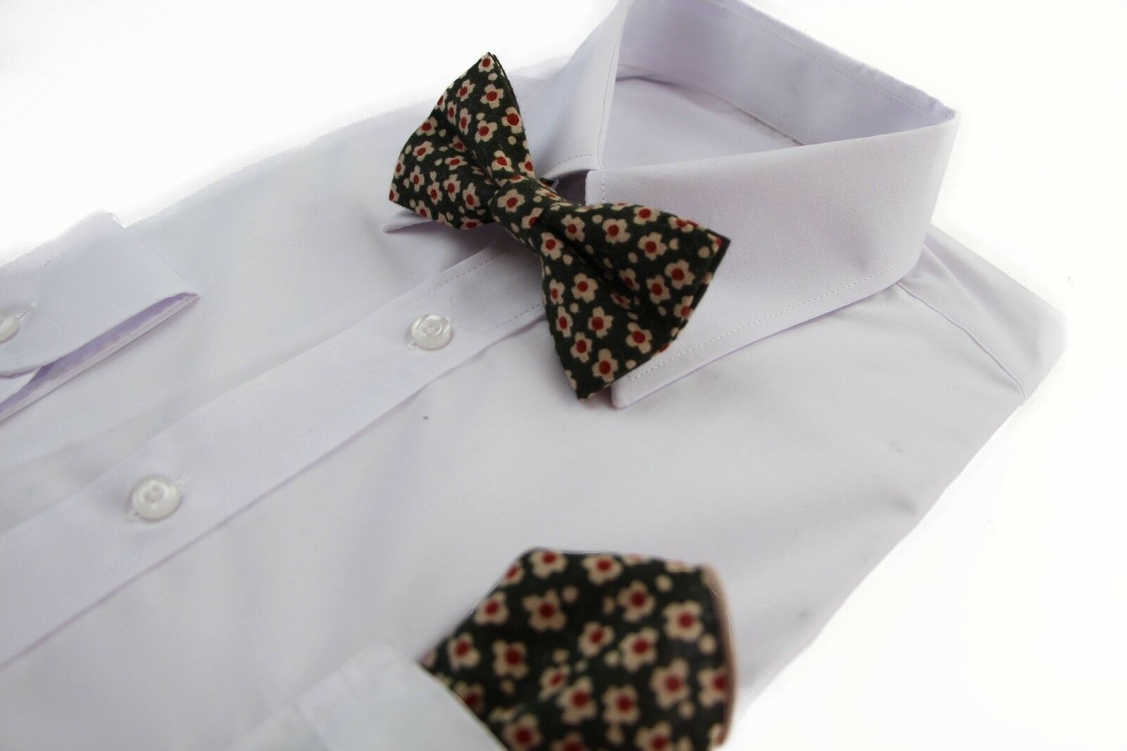 Cotton Bow Tie And Pocket Square Floral Patterned Check Fashion Races Matching - Picture 30 of 116