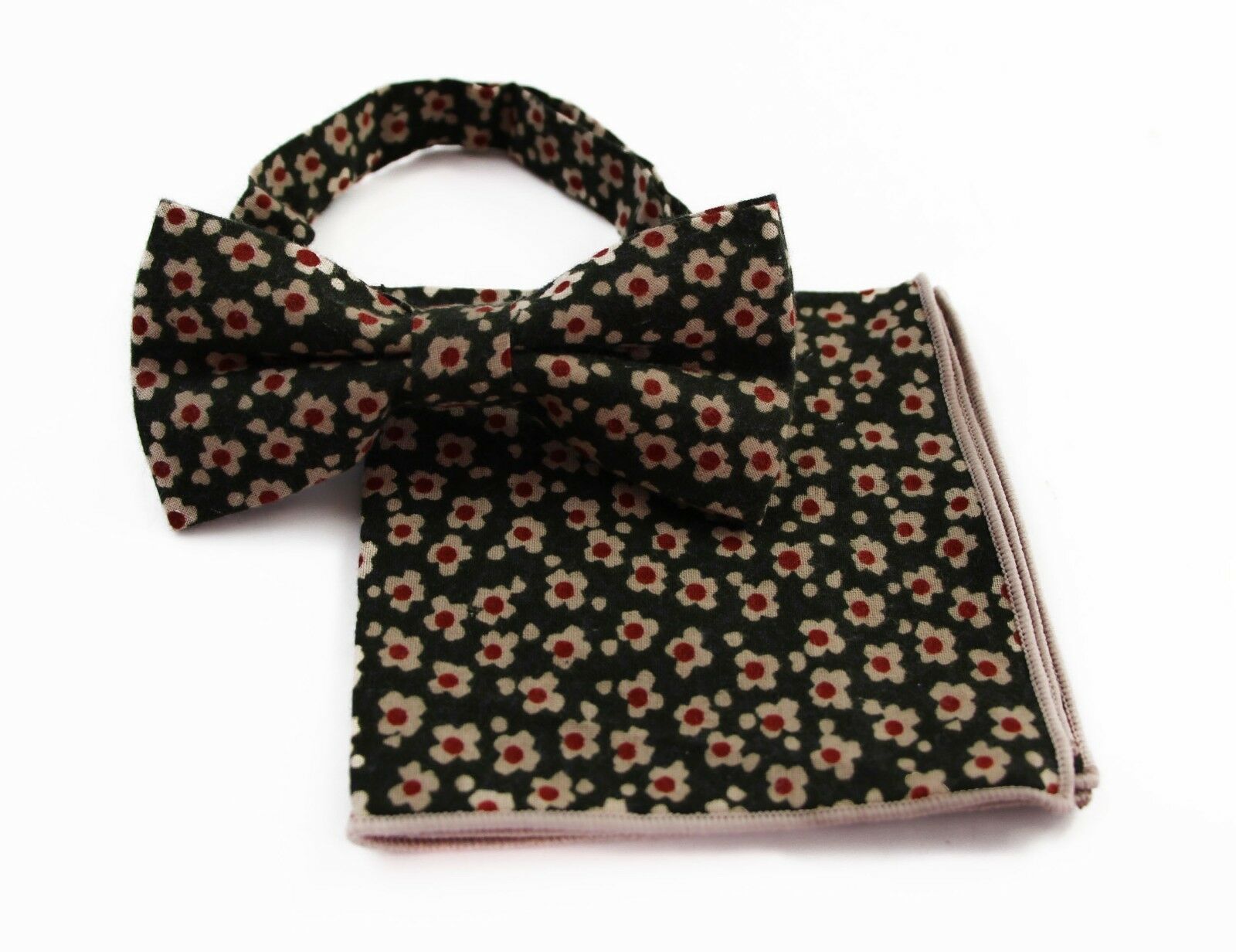 Cotton Bow Tie And Pocket Square Floral Patterned Check Fashion Races Matching - Picture 31 of 116