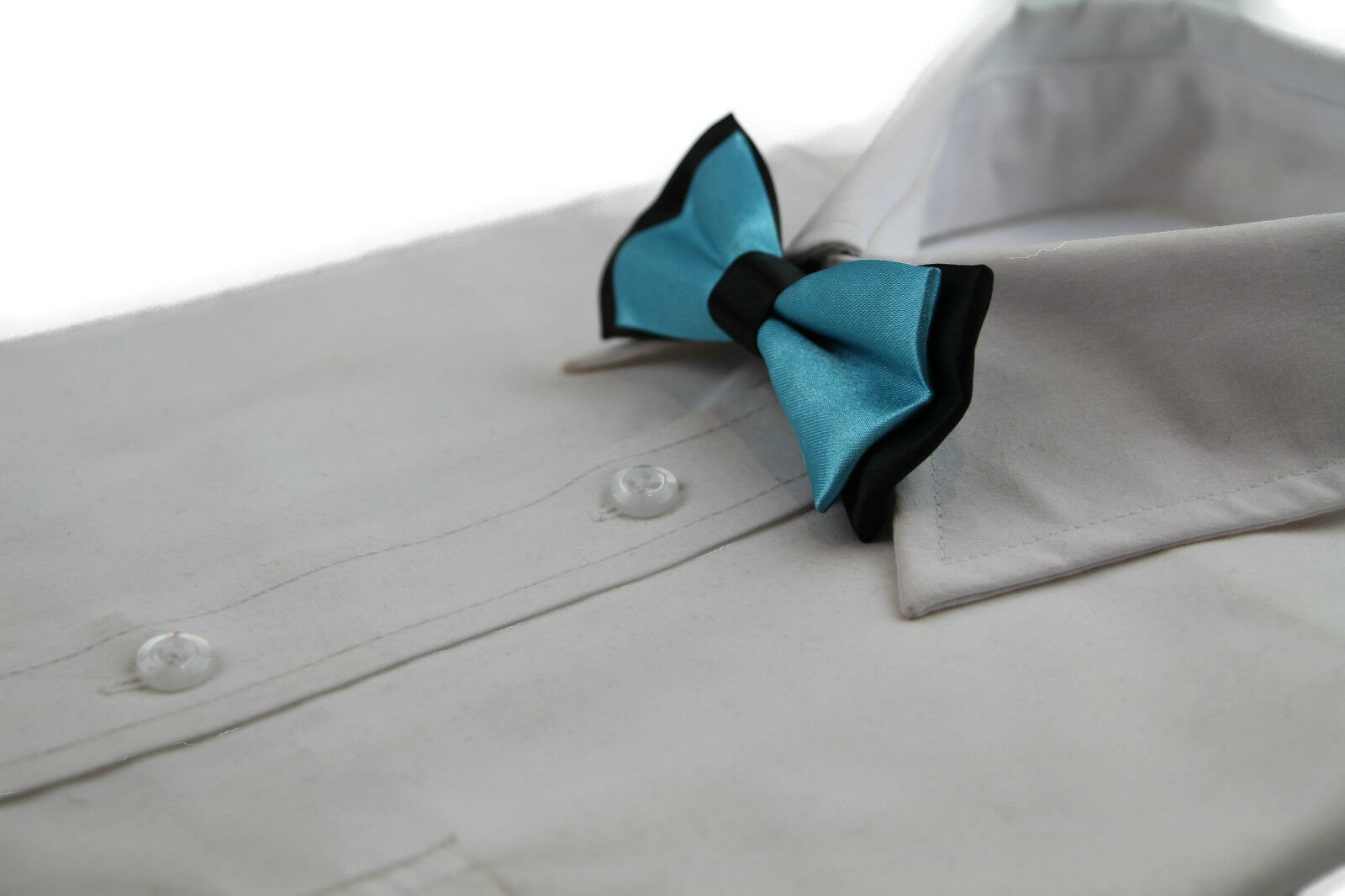 Boys Two Tone Layer Bow Tie Pre-Tied Kids Solid Blue Red Black Wedding Formal - Picture 97 of 114