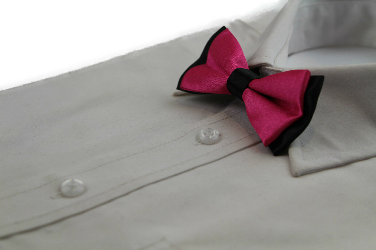 Boys Two Tone Layer Bow Tie Pre-Tied Kids Solid Blue Red Black Wedding Formal - Picture 49 of 114