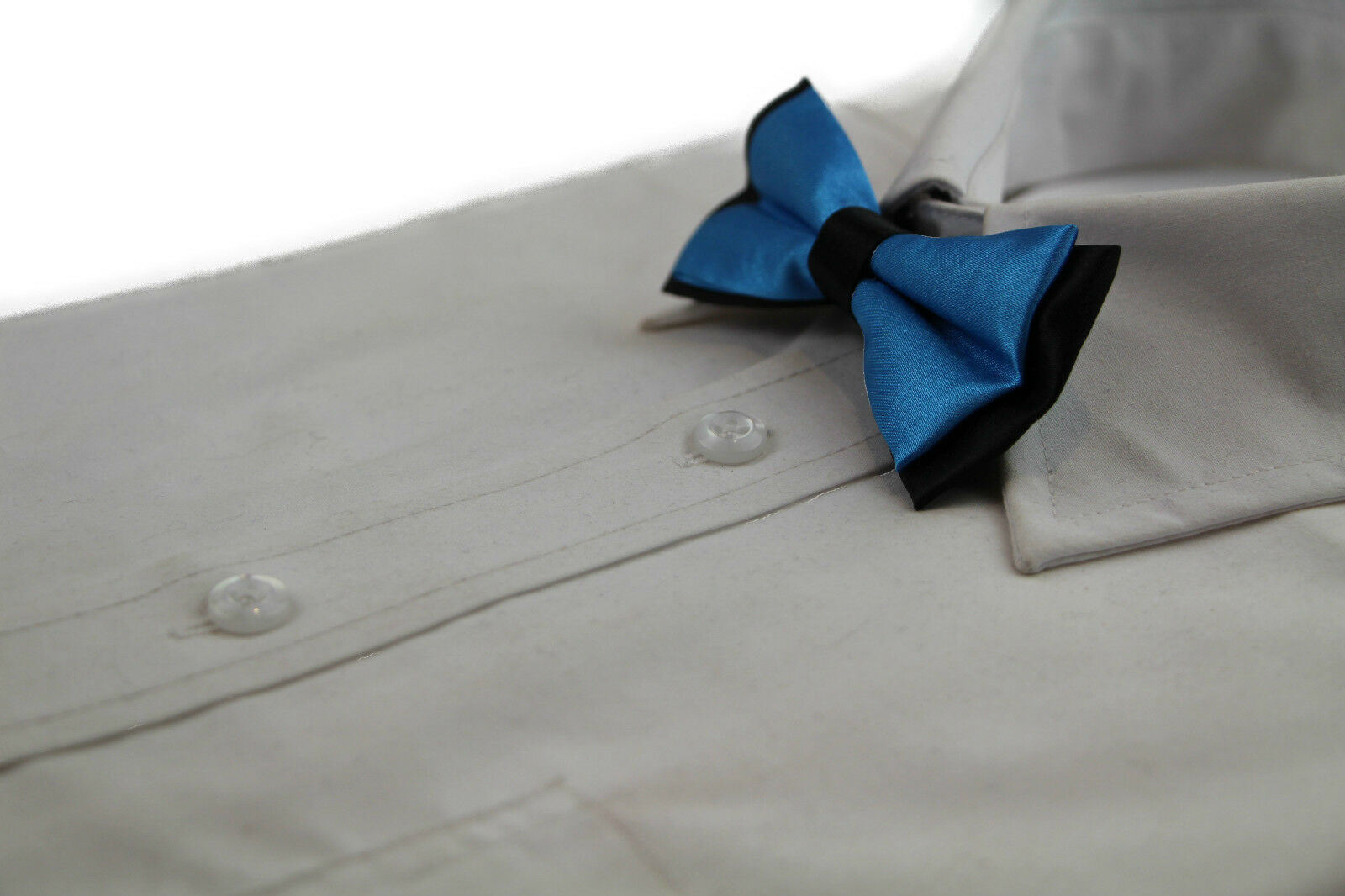Boys Two Tone Layer Bow Tie Pre-Tied Kids Solid Blue Red Black Wedding Formal - Picture 91 of 114