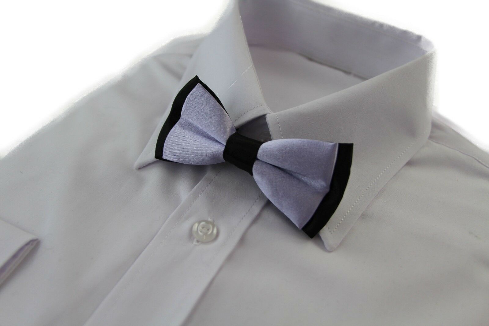 Boys Two Tone Layer Bow Tie Pre-Tied Kids Solid Blue Red Black Wedding Formal - Picture 52 of 114