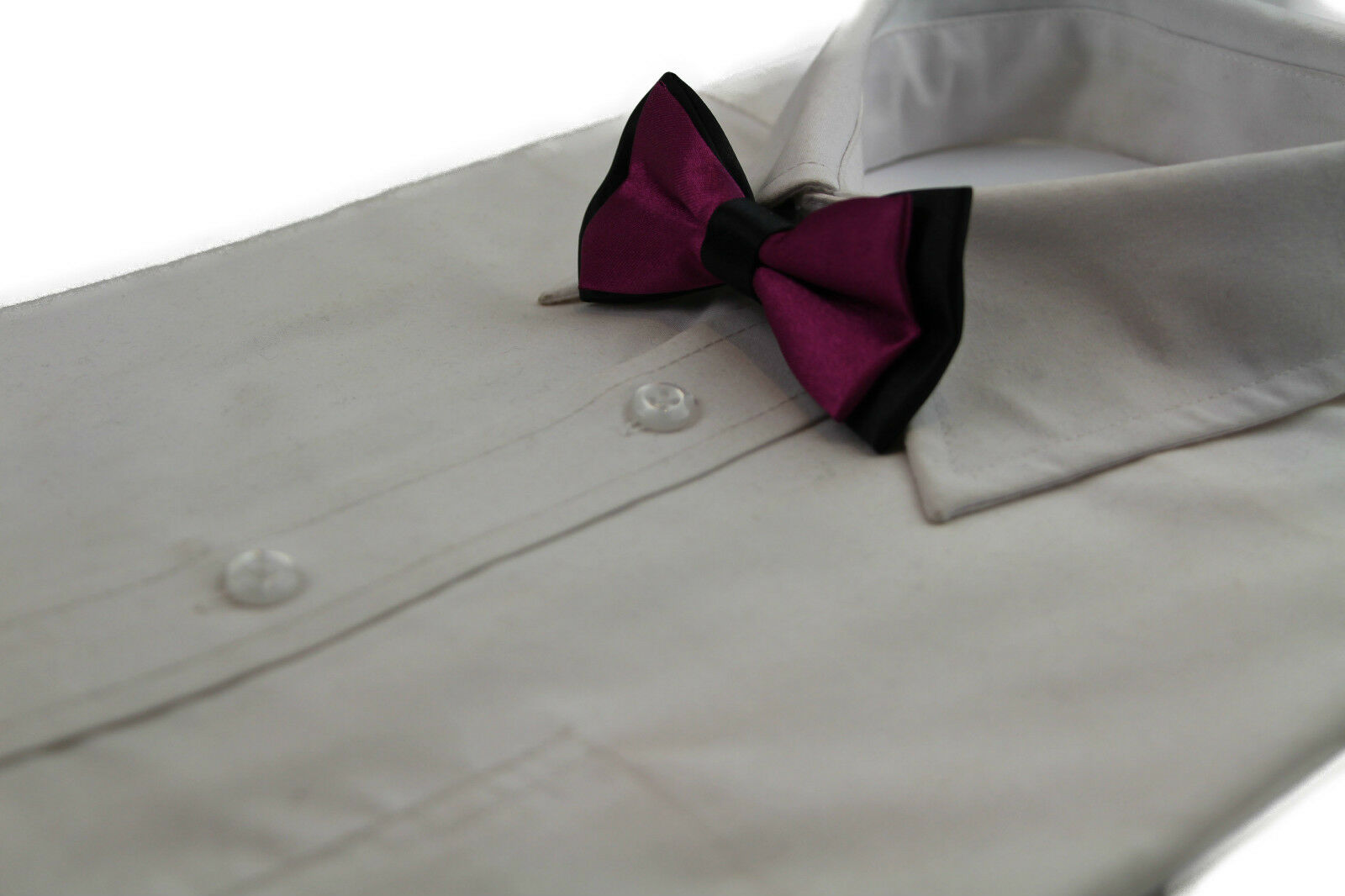 Boys Two Tone Layer Bow Tie Pre-Tied Kids Solid Blue Red Black Wedding Formal - Picture 17 of 114