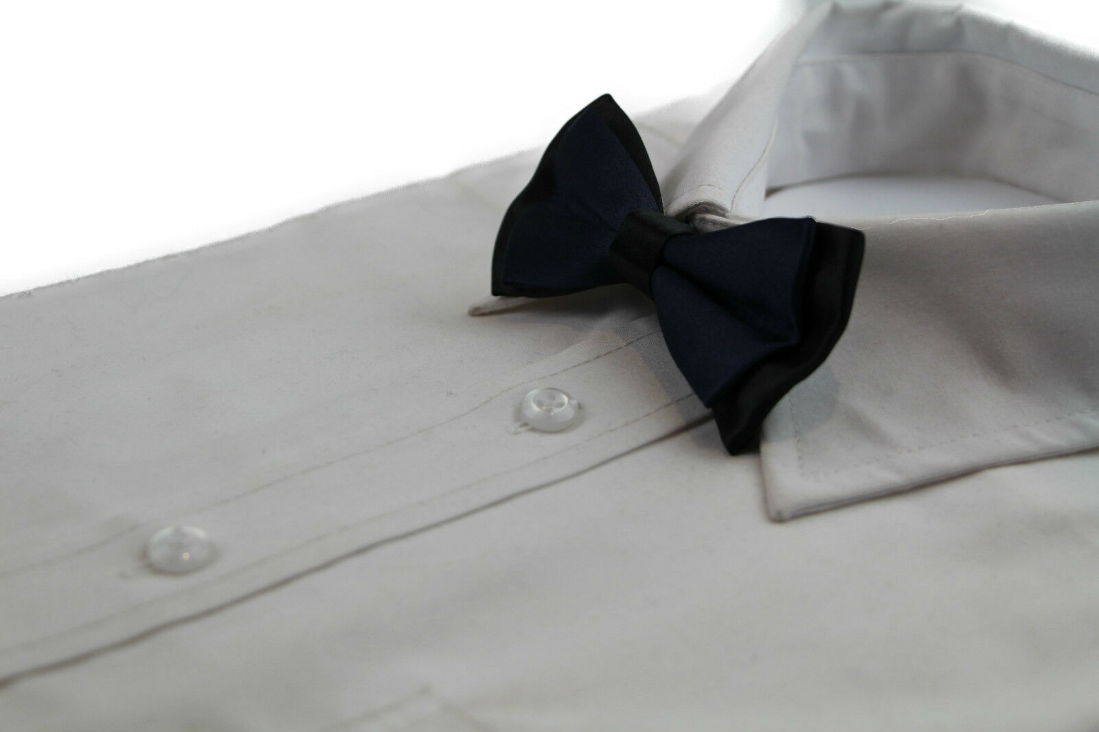 Boys Two Tone Layer Bow Tie Pre-Tied Kids Solid Blue Red Black Wedding Formal - Picture 65 of 114