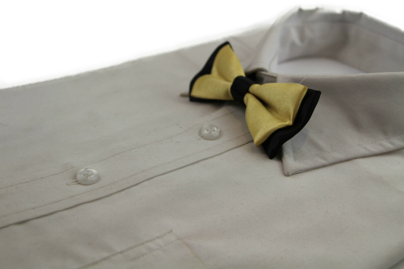 Boys Two Tone Layer Bow Tie Pre-Tied Kids Solid Blue Red Black Wedding Formal - Picture 112 of 114