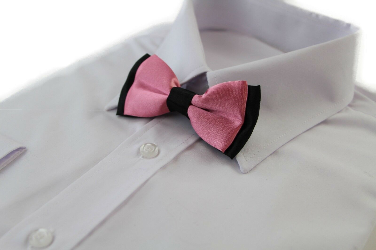 Boys Two Tone Layer Bow Tie Pre-Tied Kids Solid Blue Red Black Wedding Formal - Picture 79 of 114