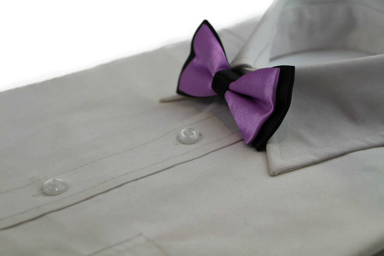 Boys Two Tone Layer Bow Tie Pre-Tied Kids Solid Blue Red Black Wedding Formal - Picture 58 of 114