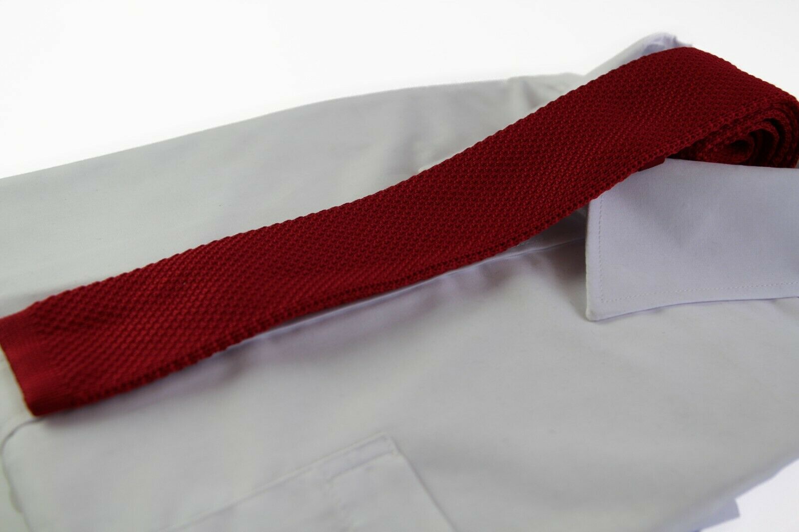 Mens Knitted Skinny Tie Mens Wedding Formal Knit Black White Red Navy Brown - Picture 13 of 22