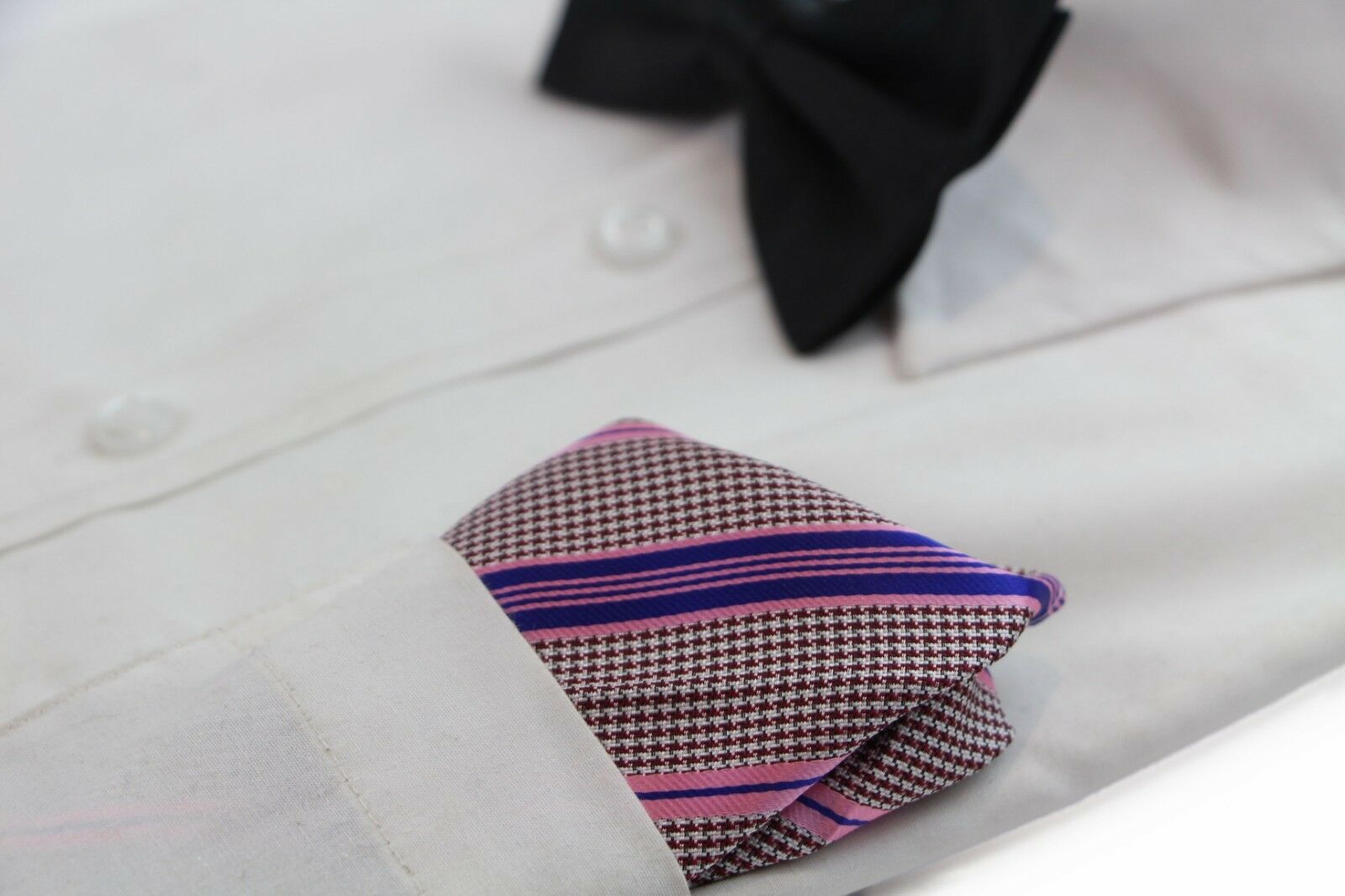 100% Silk Mens Pocket Square Hanky Handkerchief + Black Satin Bow Tie - Picture 27 of 47
