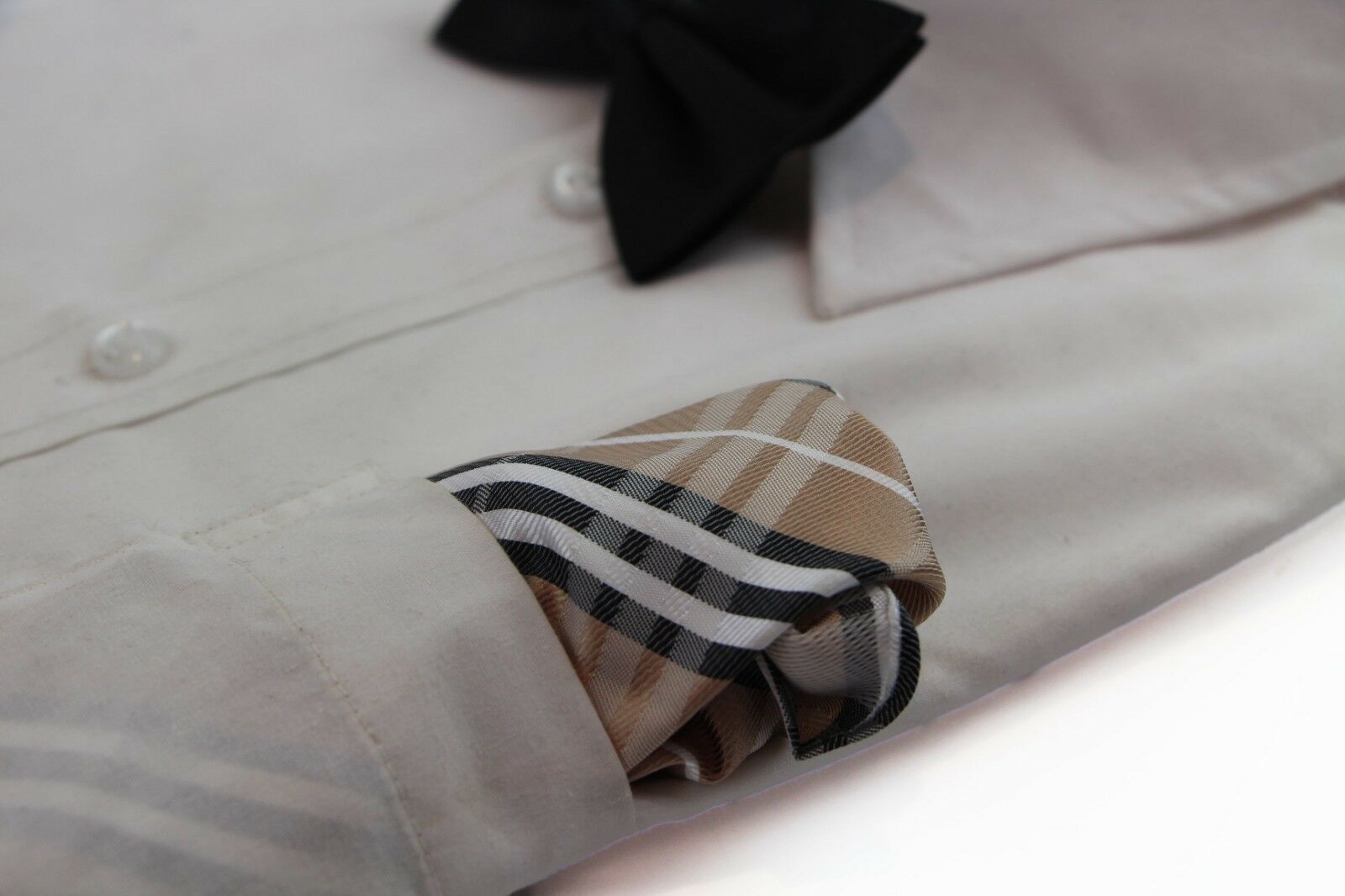 100% Silk Mens Pocket Square Hanky Handkerchief + Black Satin Bow Tie - Picture 15 of 47