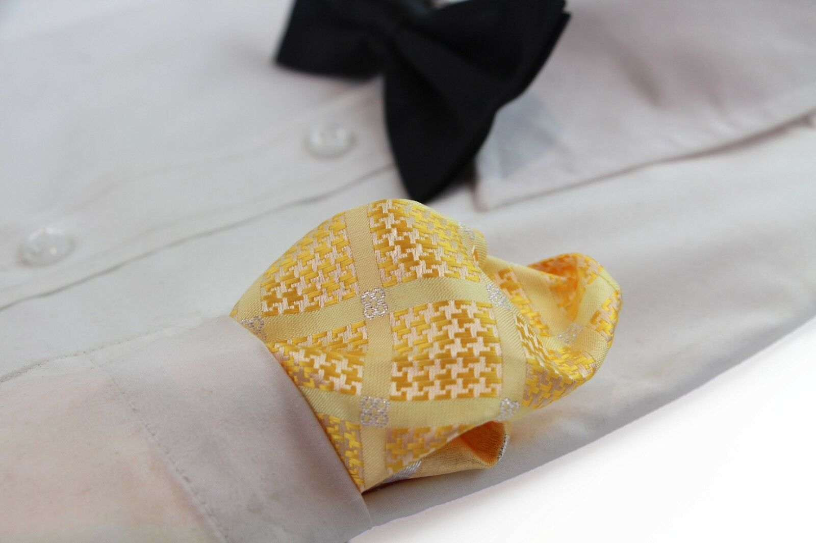 100% Silk Mens Pocket Square Hanky Handkerchief + Black Satin Bow Tie - Picture 42 of 47