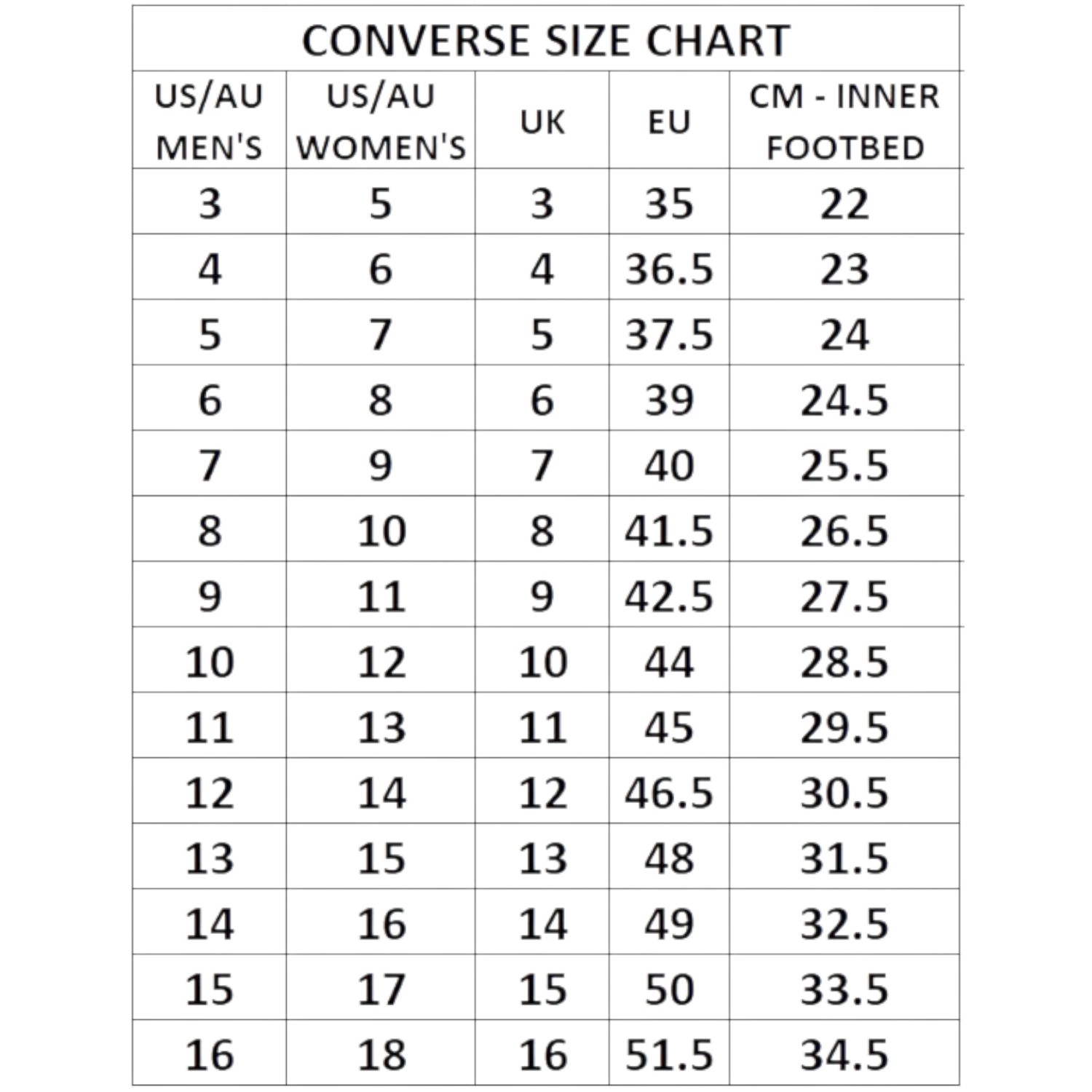 Size Chart