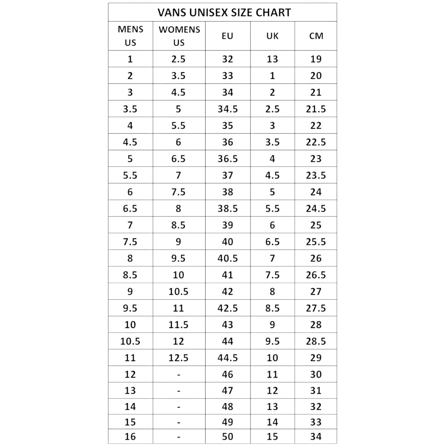 Size Chart