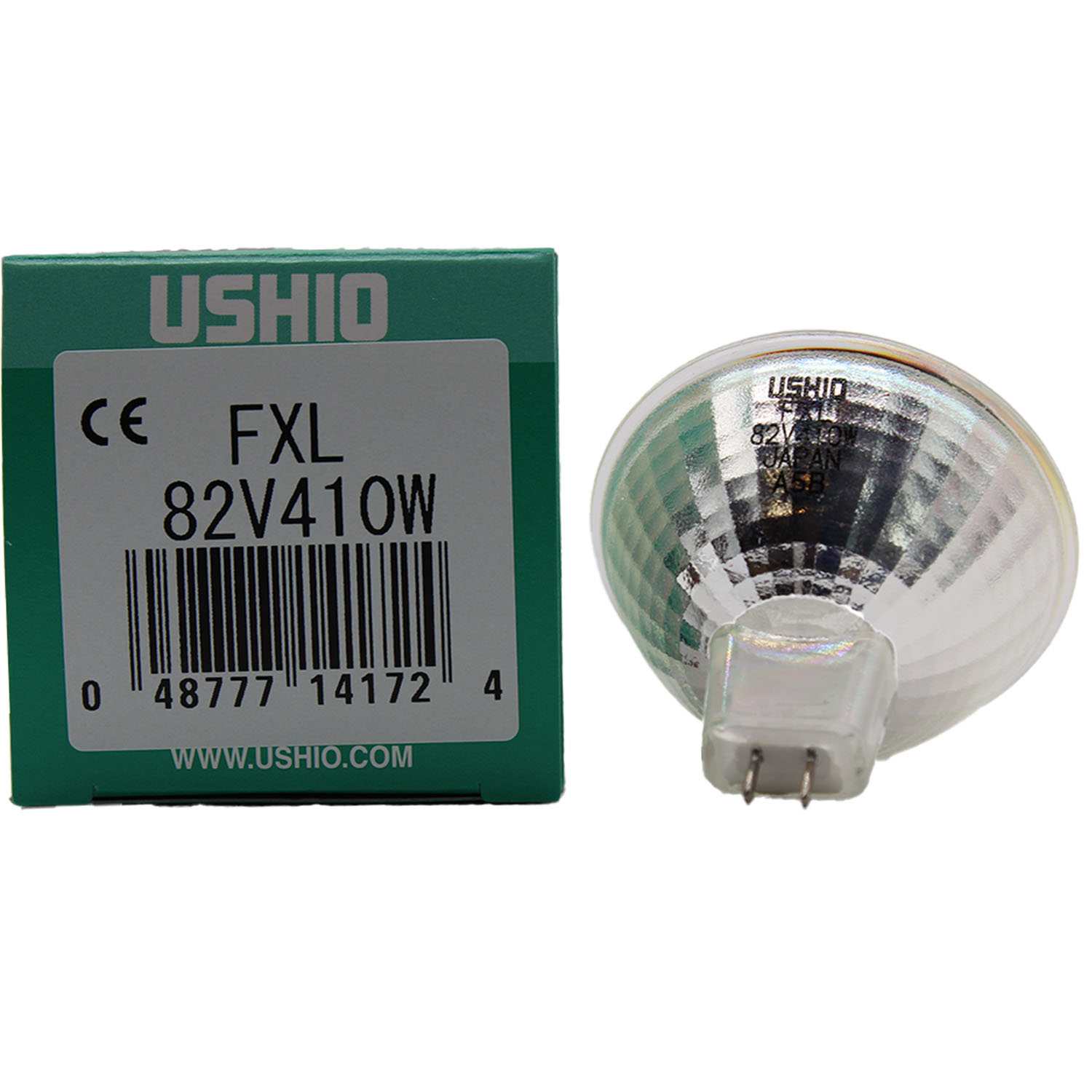 Ushio FXL 1000636 Halogen Reflector Lamp, MR16 JCR, 410W 82V, GY5.3 Base, 3300K