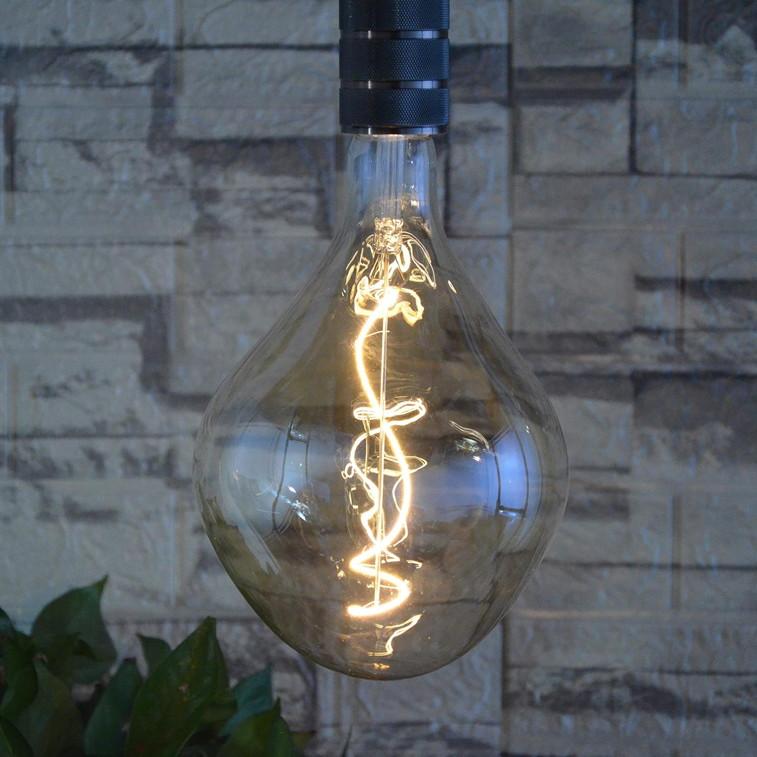 A165S oversized Edison light bulb with warm white 2200K glow