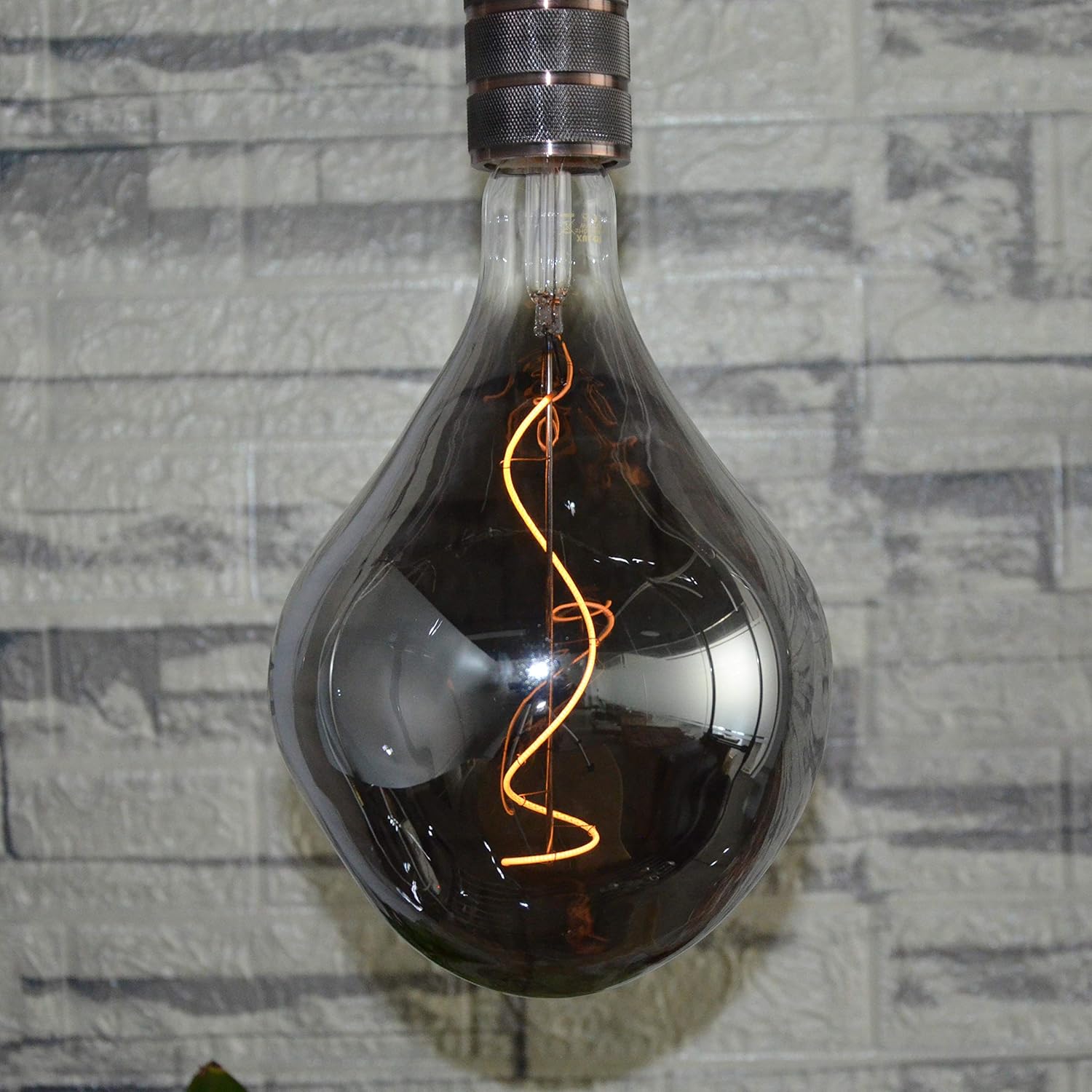 Jaspertronics A165S oversized smoke vintage LED Edison bulb, E26 dimmable 7W 2200K warm white