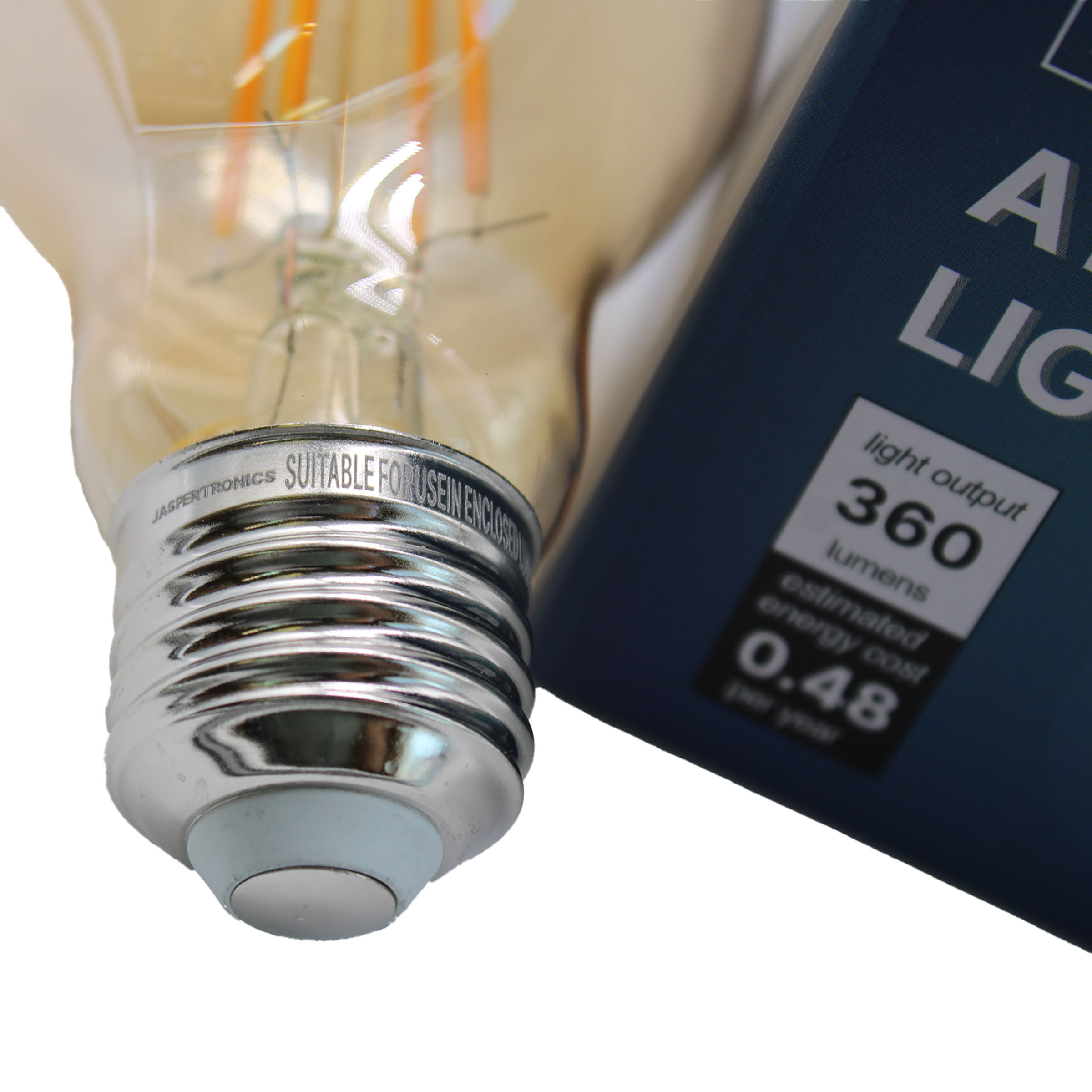 Jaspertronics A19 Edison LED bulbs 4W 40W equivalent warm white