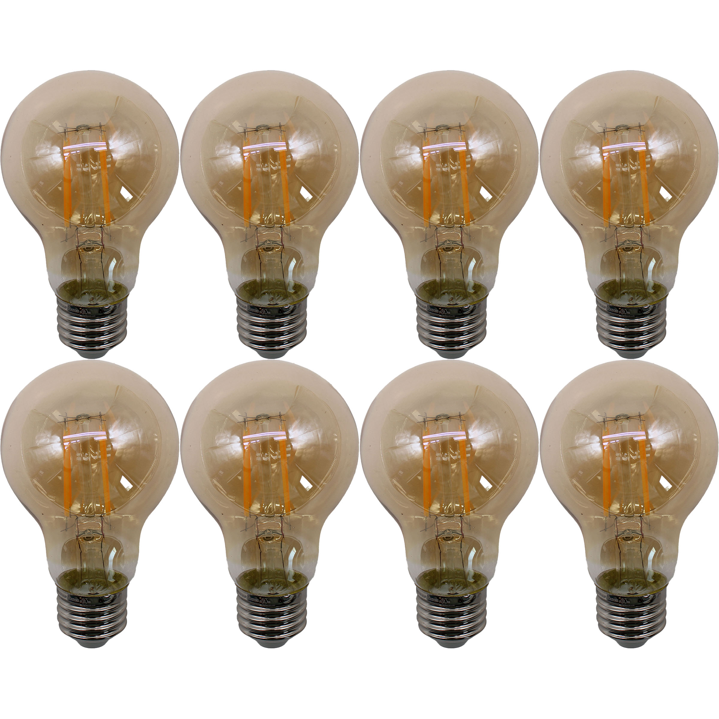 Jaspertronics A19 vintage Edison LED filament bulb E26 base 8 pack
