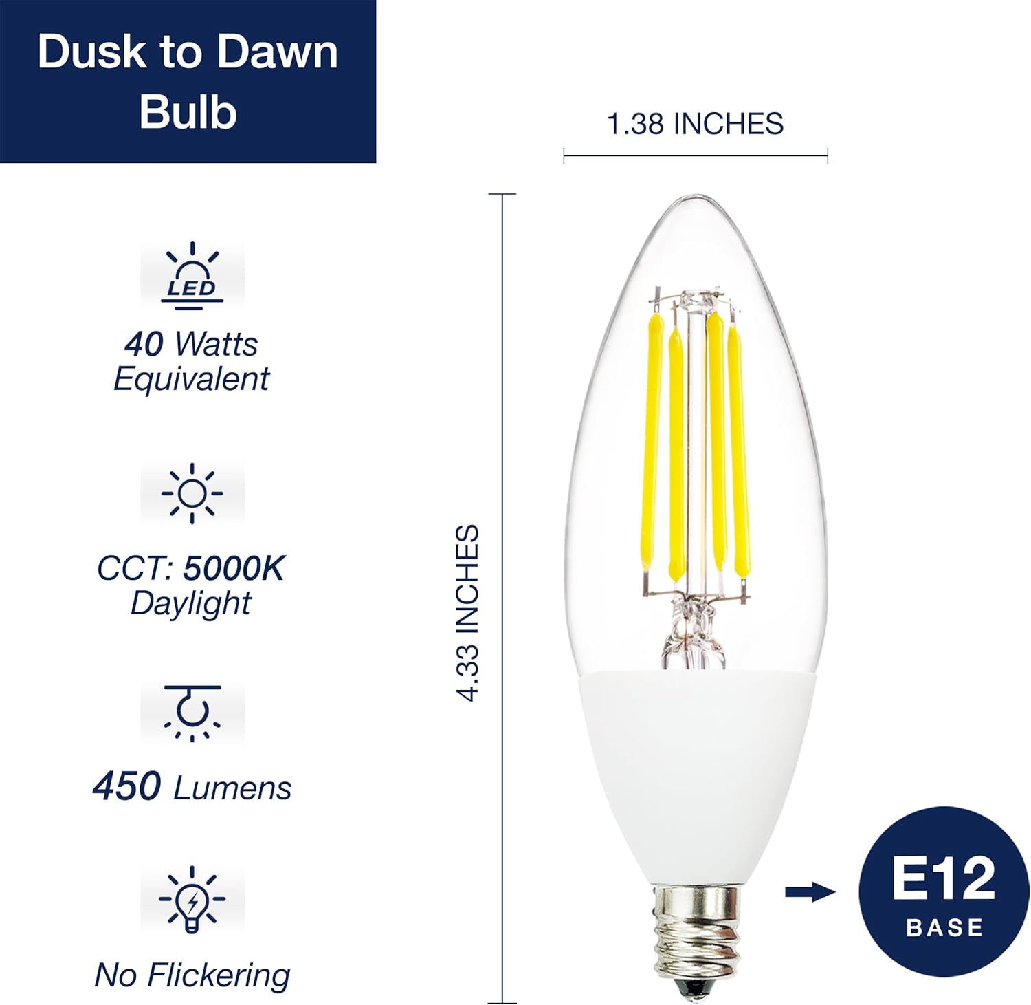 Jaspertronics Dusk to Dawn B11 LED Edison Bulb