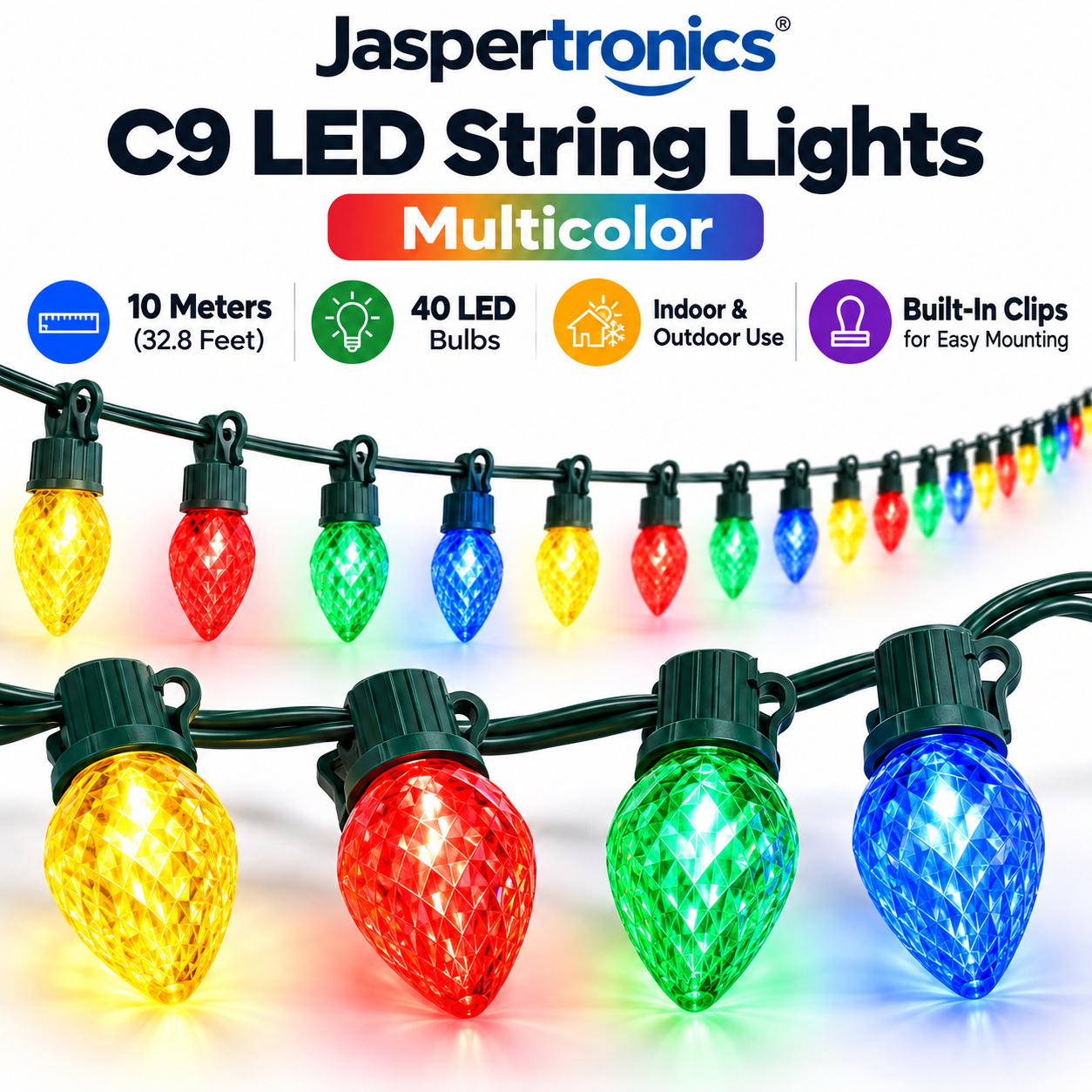 Jaspertronics C9 multicolor LED Christmas string lights product image 1