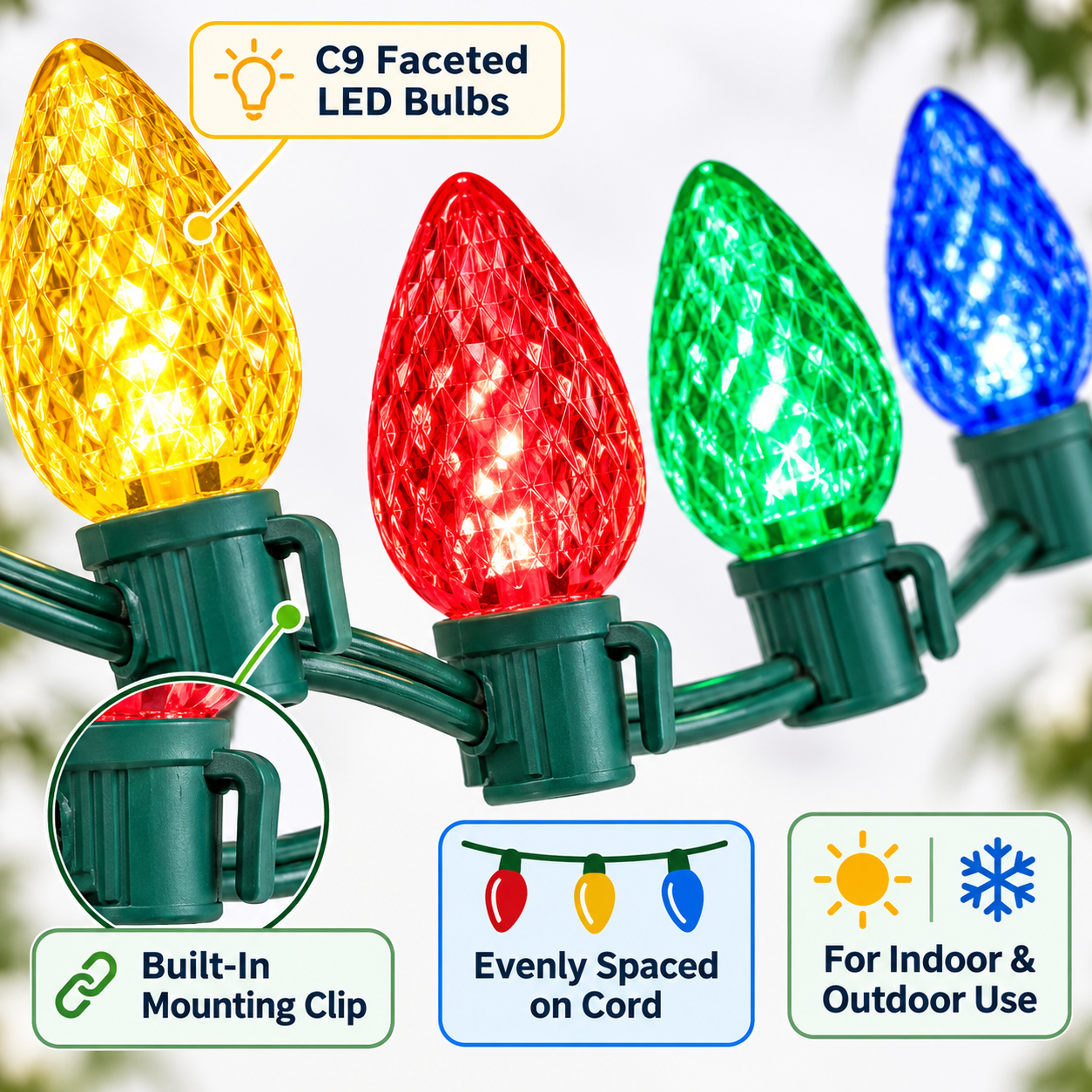 Jaspertronics multicolor C9 Christmas LED lights product image 5