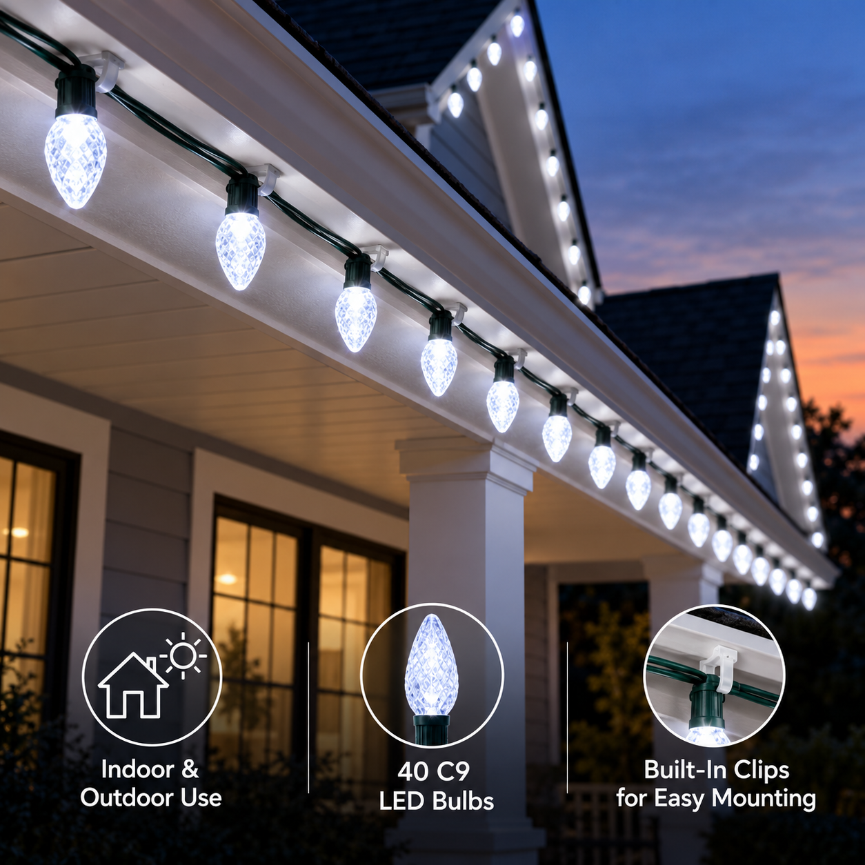 Jaspertronics Cool White C9 LED decorative string lights product image 4