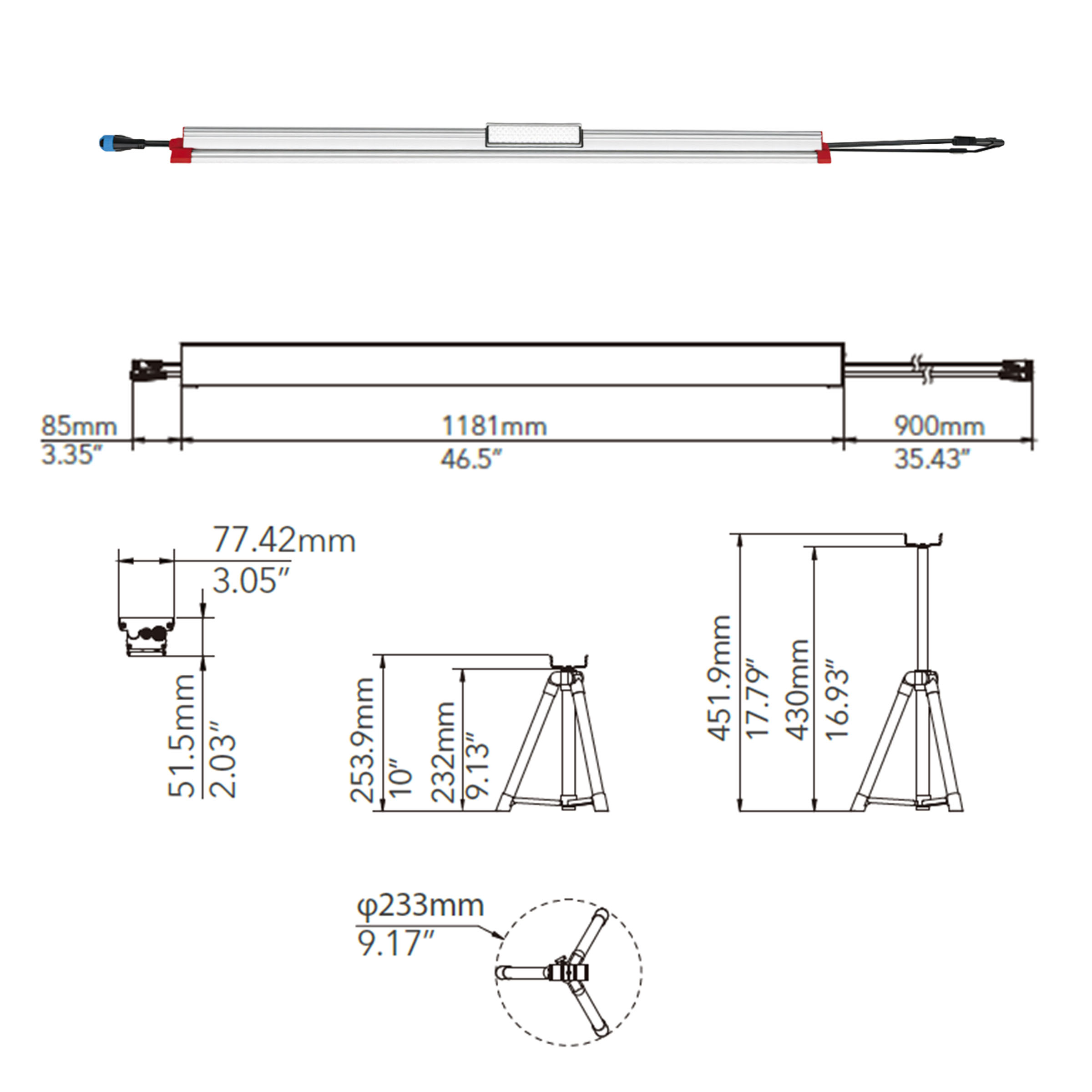 DB02 LED greenhouse light with scalable support stands