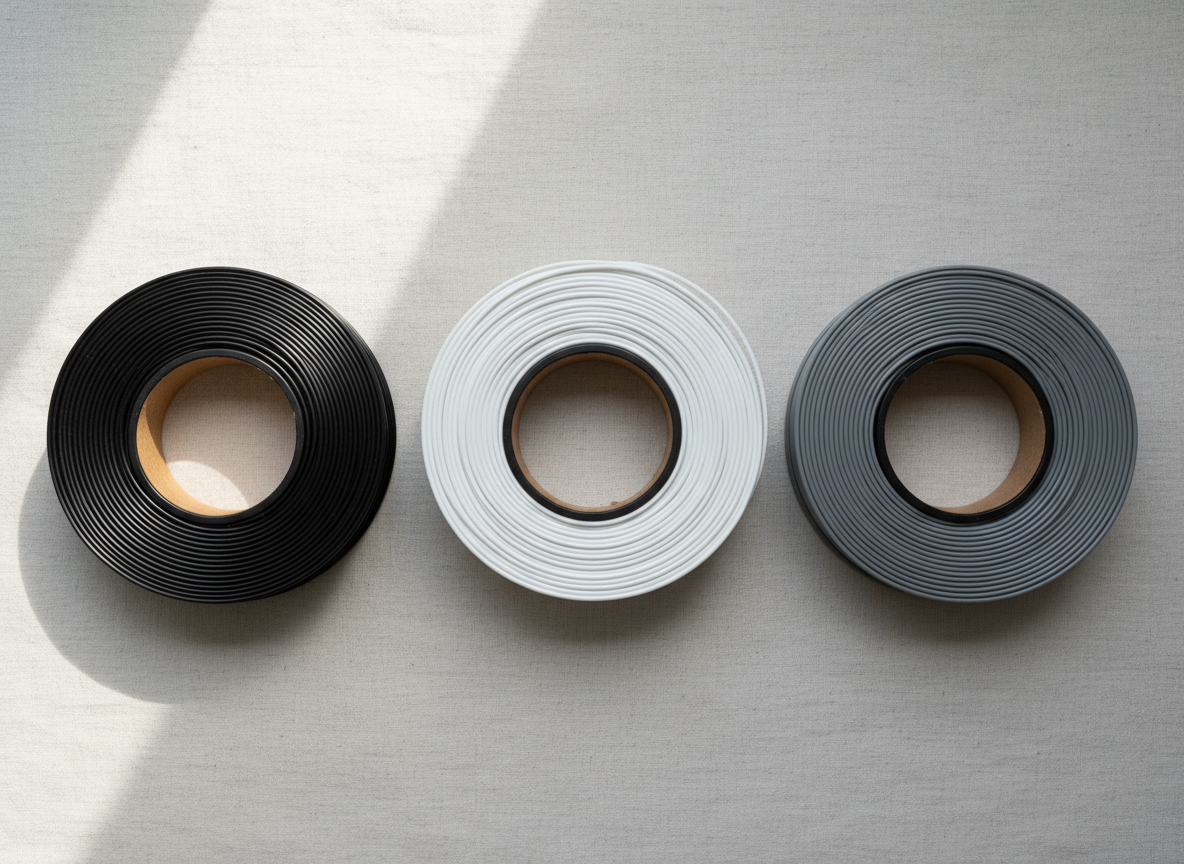 Matte PLA filament spools in black, white, and grey